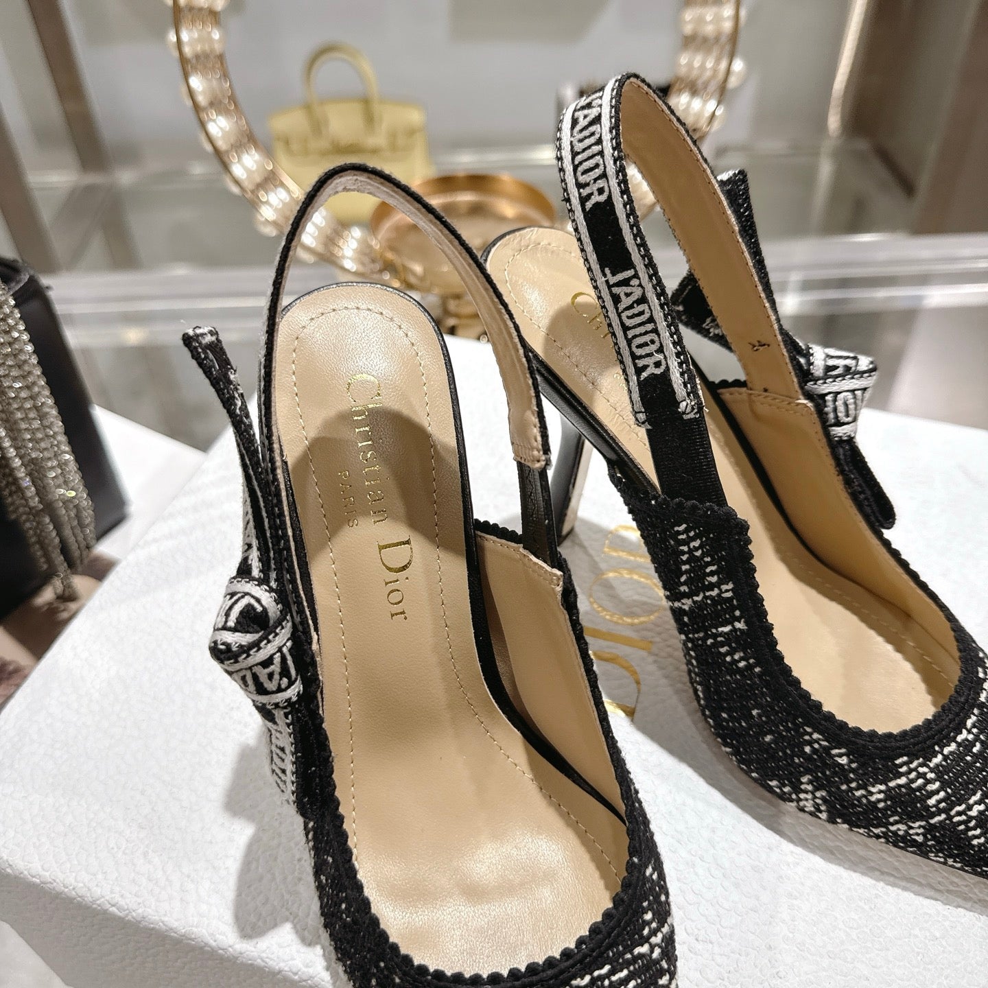 CD 26 Slingback 85mm Black Tweed 592231