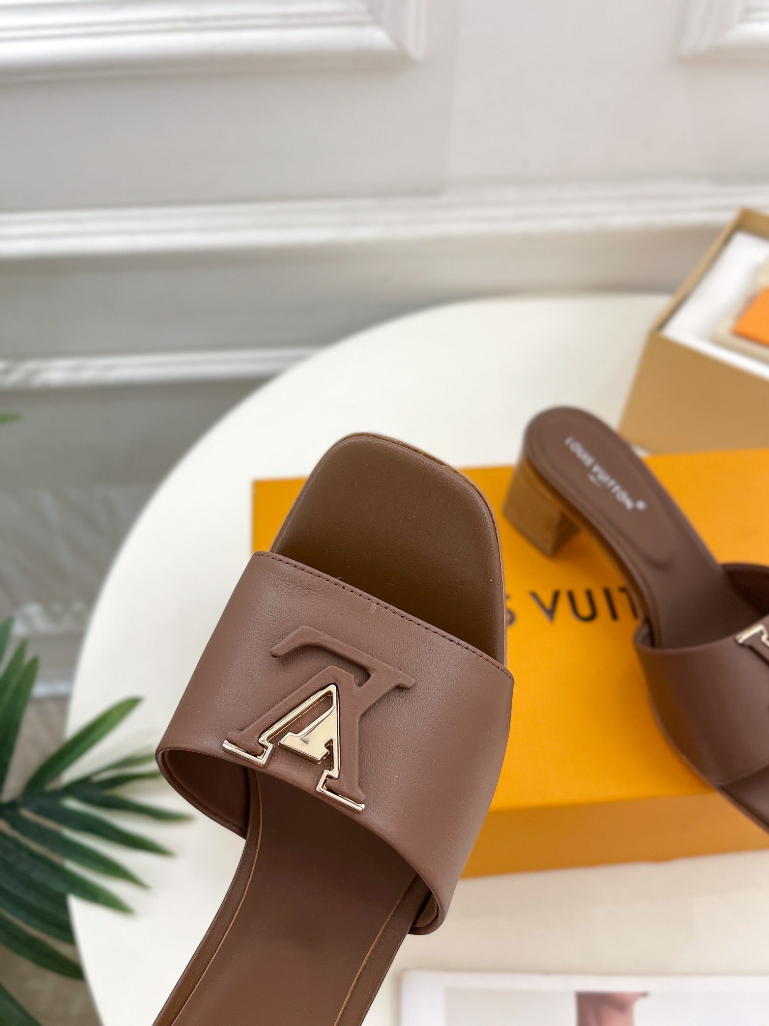 lv capri mule 45mm chocolate calfskin