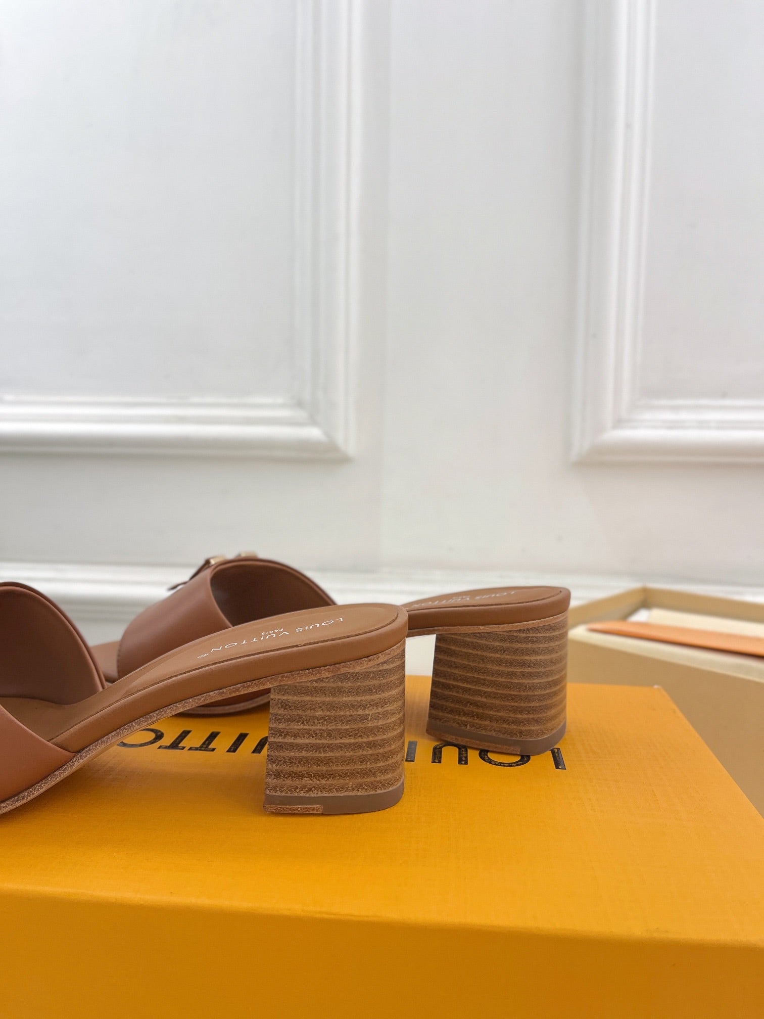 lv capri mule 45mm dark brown calfskin