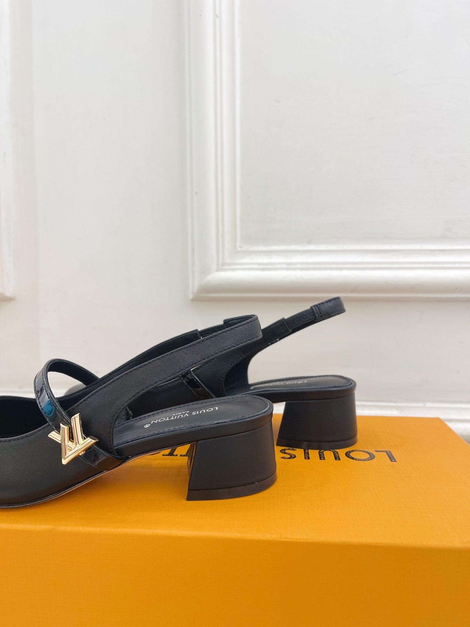 LV Romy Slingback Pump 35mm Black Plain Lambskin