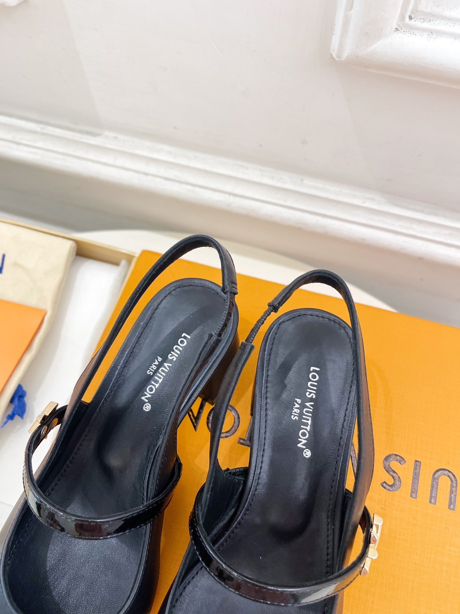 LV Romy Slingback Pump 35mm Black Plain Lambskin