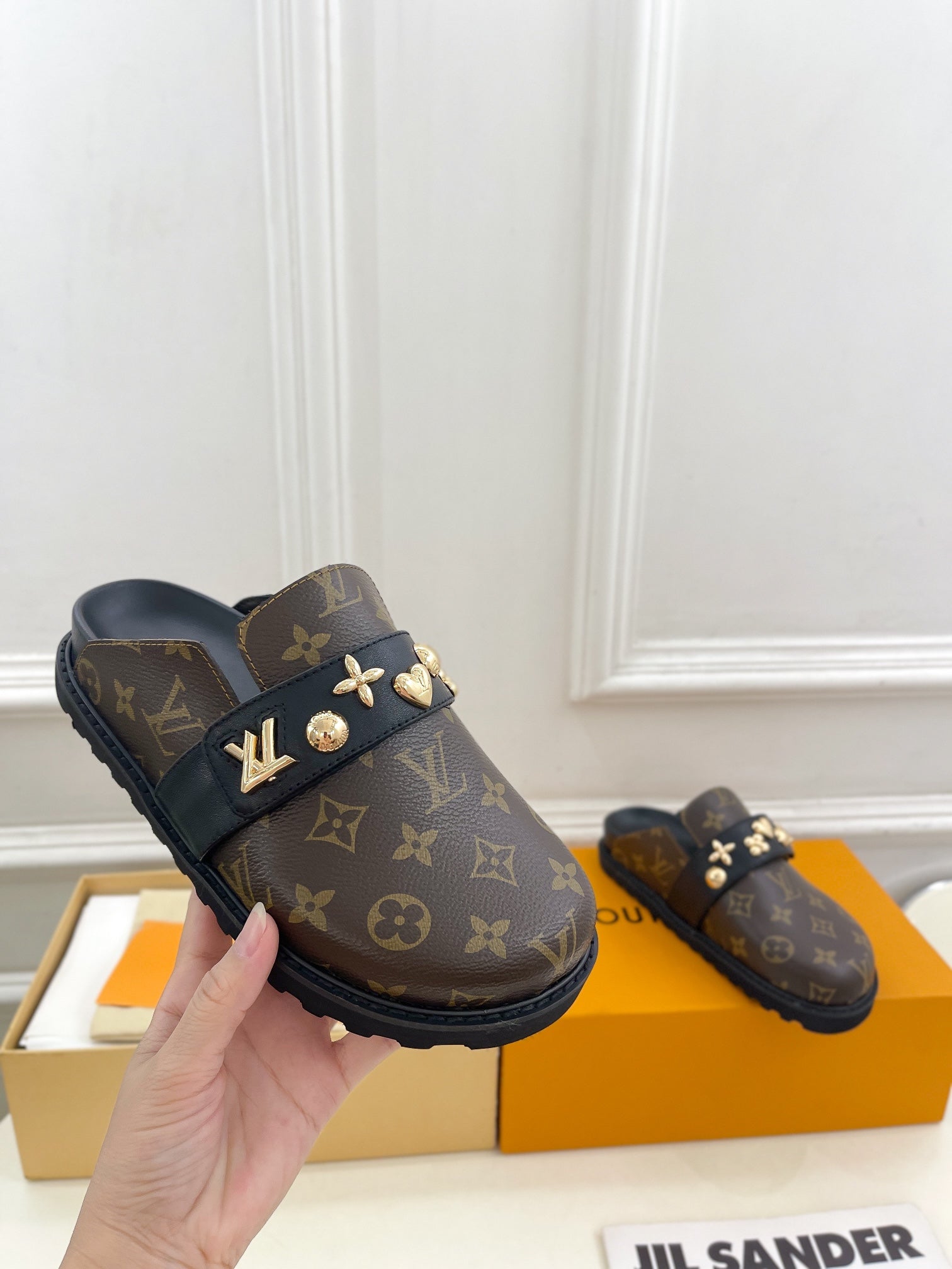 LV Cosy Flat Comfort Clog Dark Brown Monogram Cowhide