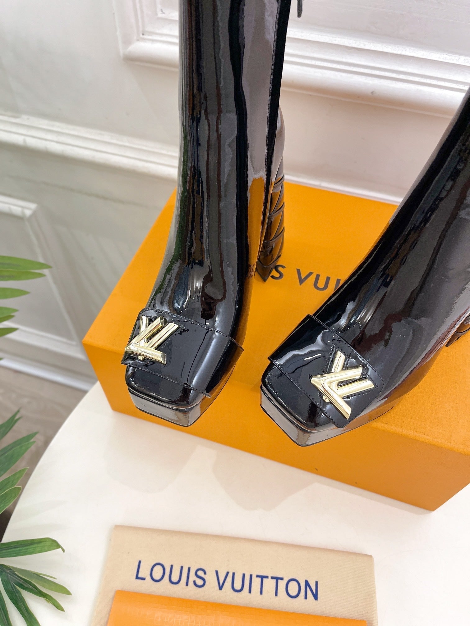 LV Shake Platform Ankle Boot 120mm Glossy Black Calfskin