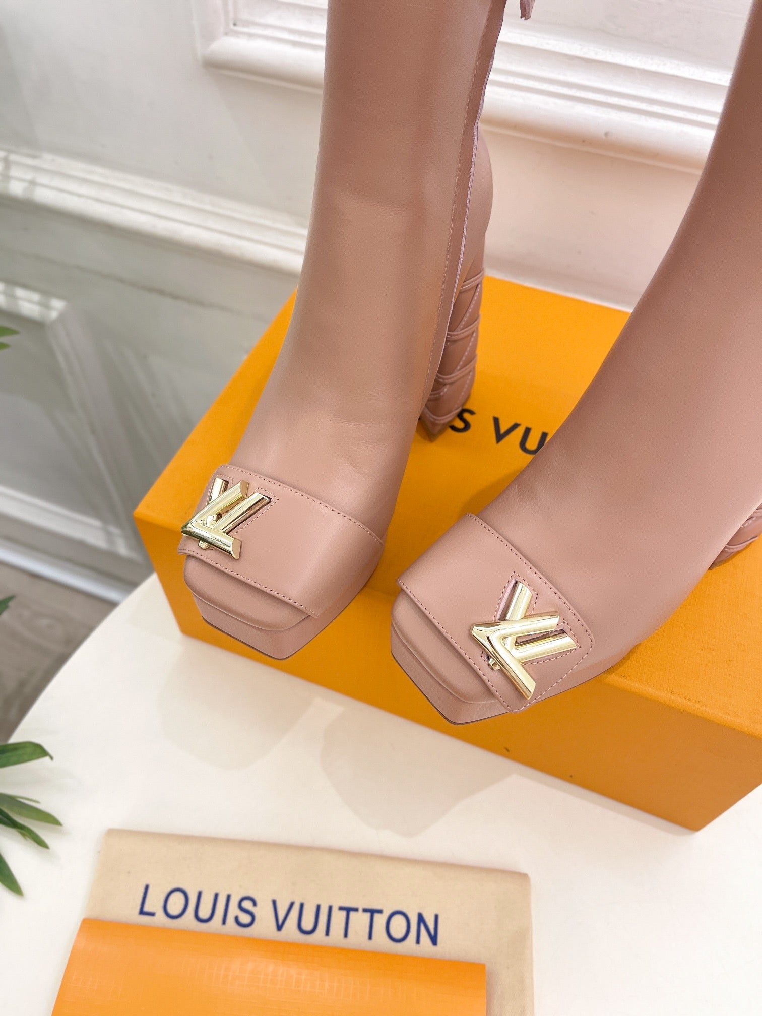 LV Shake Platform Ankle Boot 120mm Nude Pink Calfskin