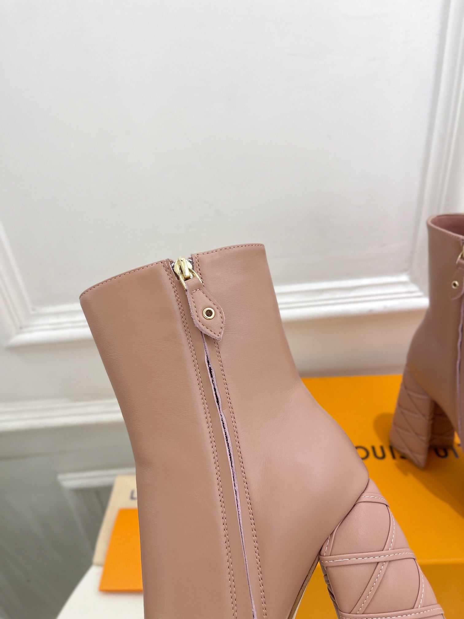 LV Shake Platform Ankle Boot 120mm Nude Pink Calfskin
