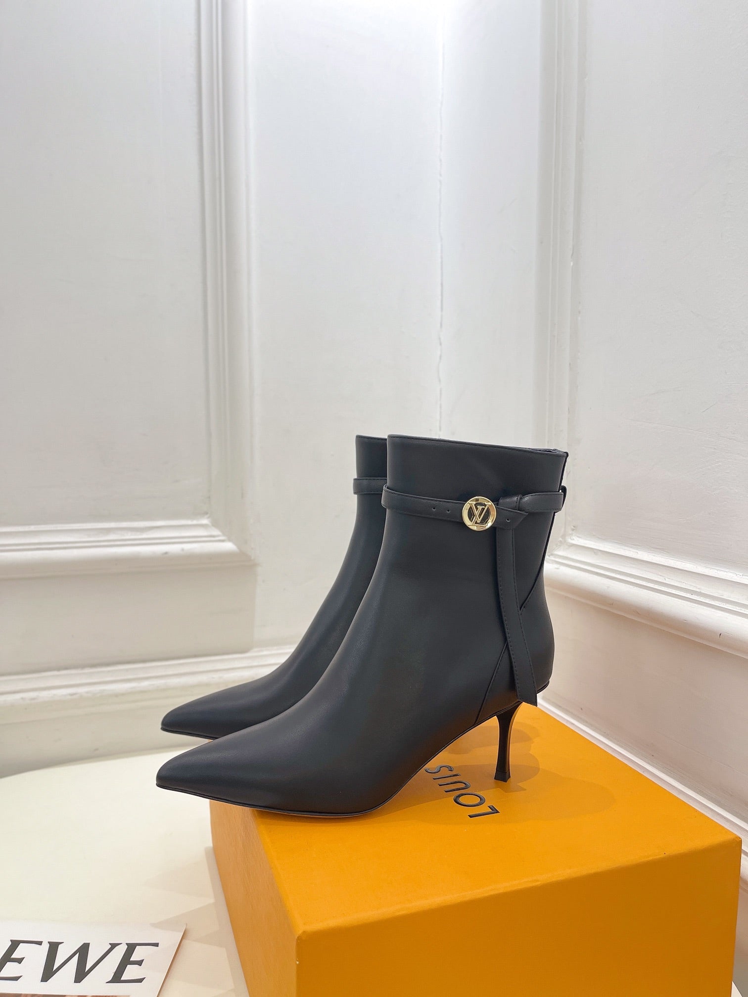 LV Stellar Ankle Boot 70mm Plain Black Calfskin
