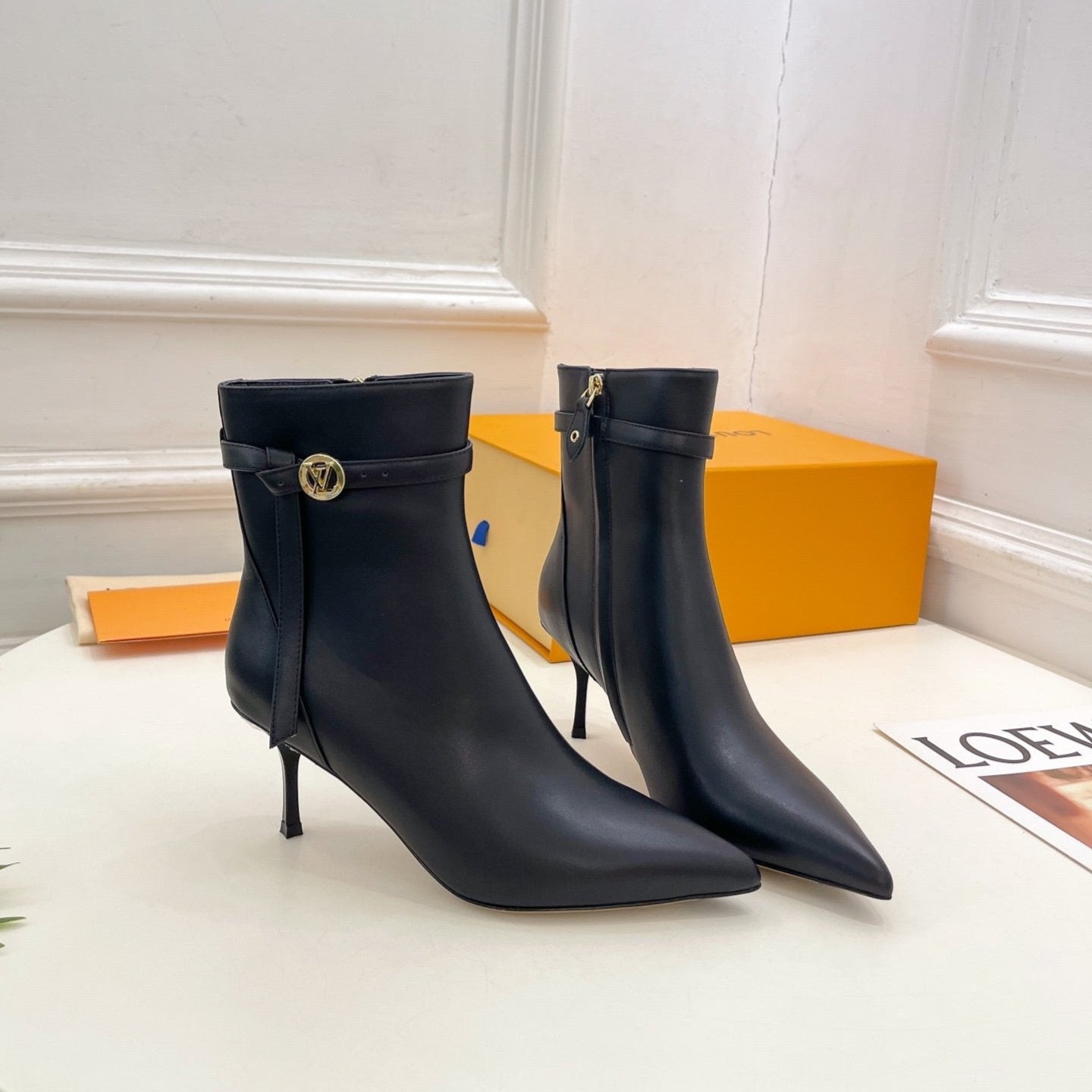 LV Stellar Ankle Boot 70mm Plain Black Calfskin