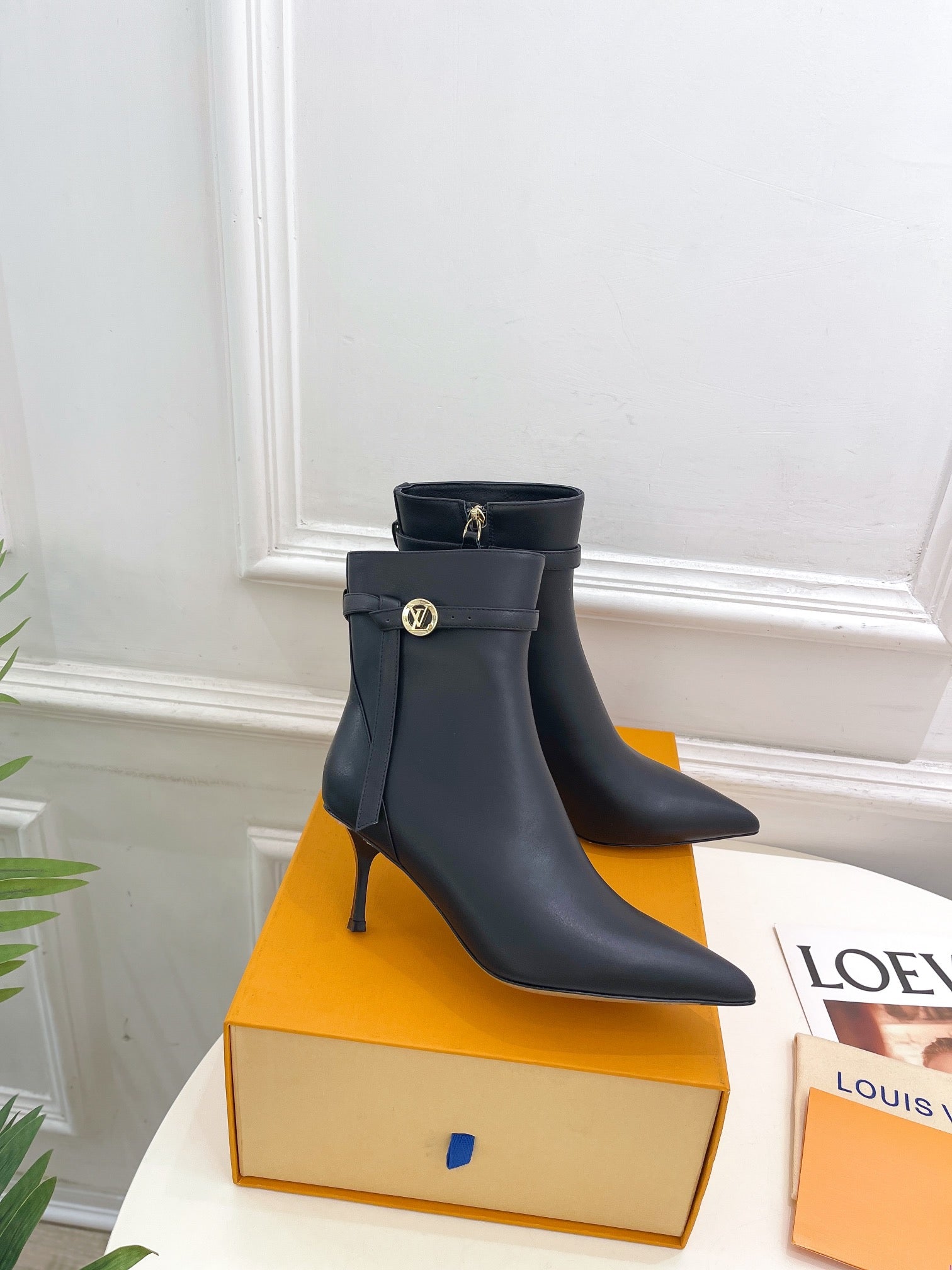 LV Stellar Ankle Boot 70mm Plain Black Calfskin