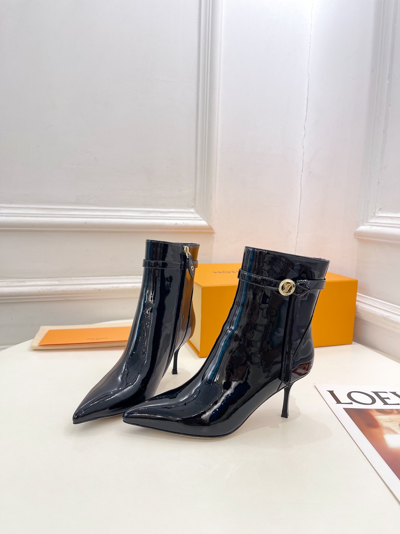 LV Stellar Ankle Boot 70mm Glossy Black Calfskin