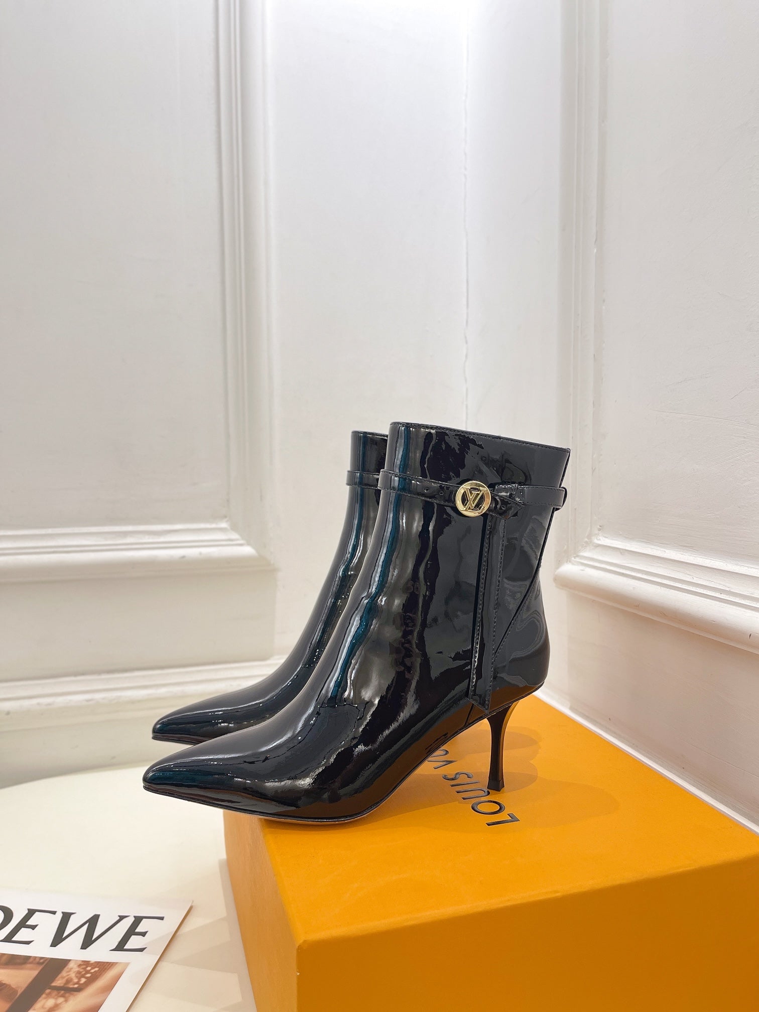 LV Stellar Ankle Boot 70mm Glossy Black Calfskin