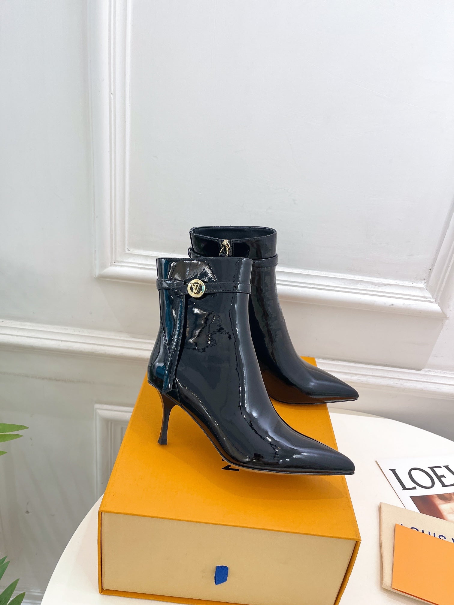 LV Stellar Ankle Boot 70mm Glossy Black Calfskin