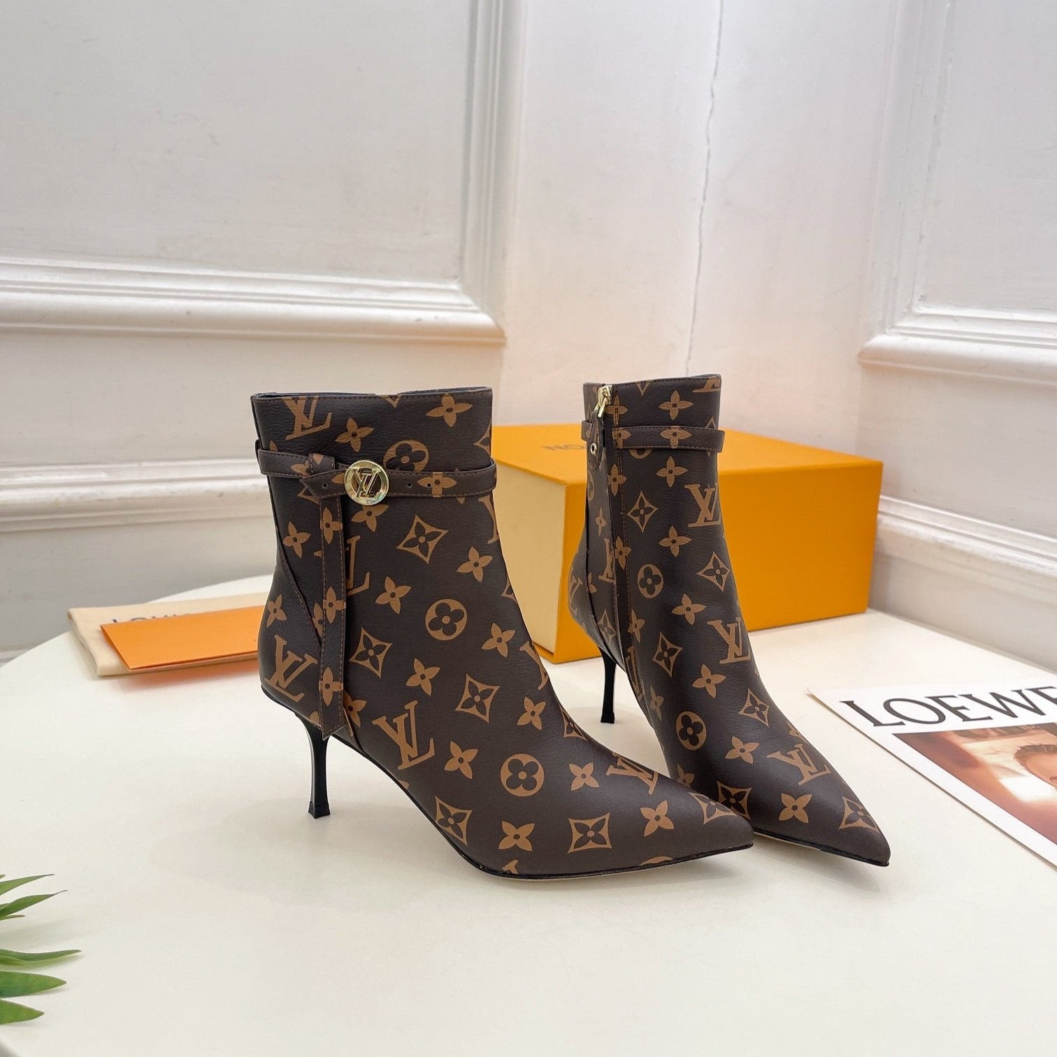 LV Stellar Ankle Boot 70mm Dark Brown Monogram Calfskin