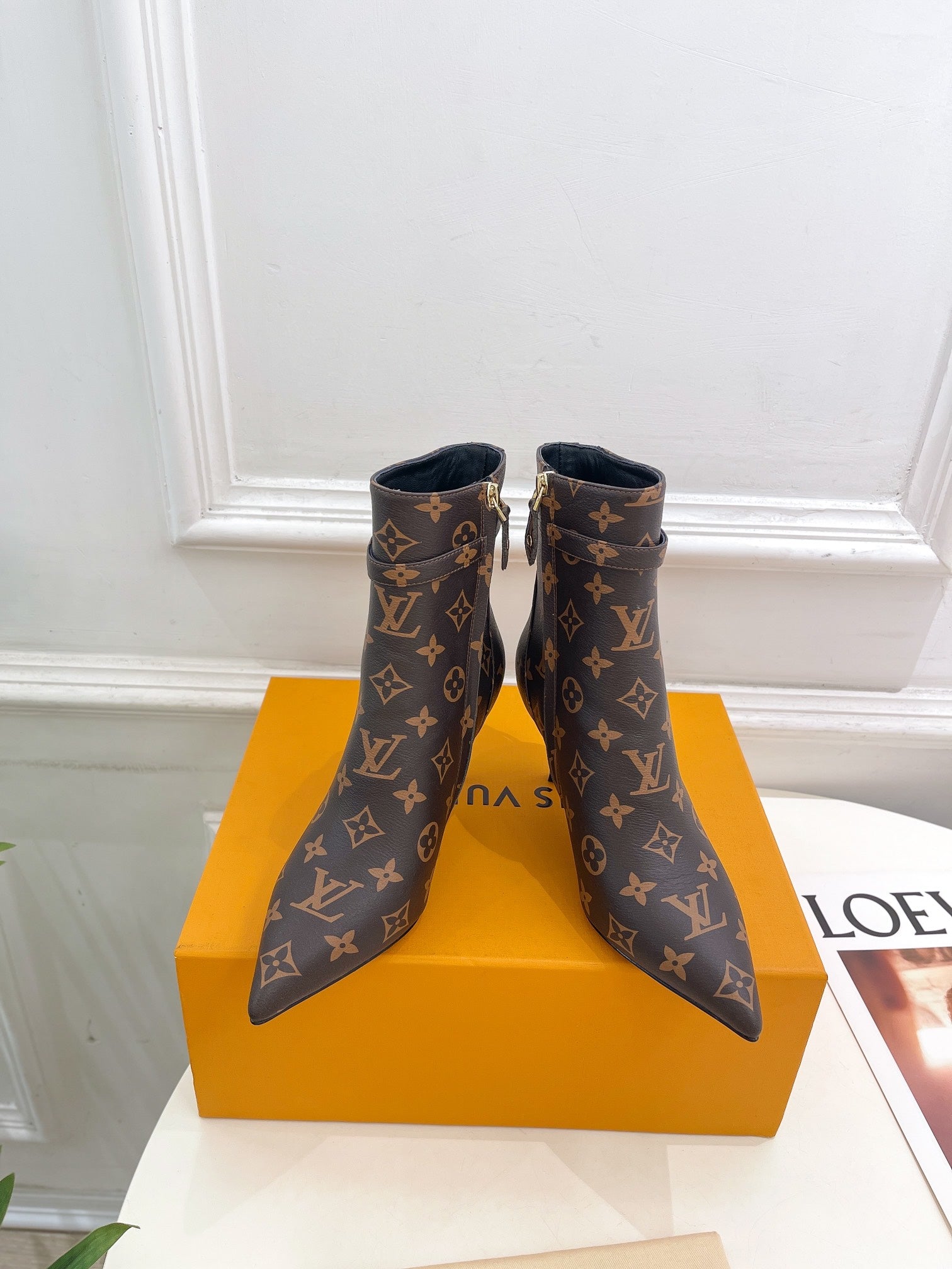 LV Stellar Ankle Boot 70mm Dark Brown Monogram Calfskin