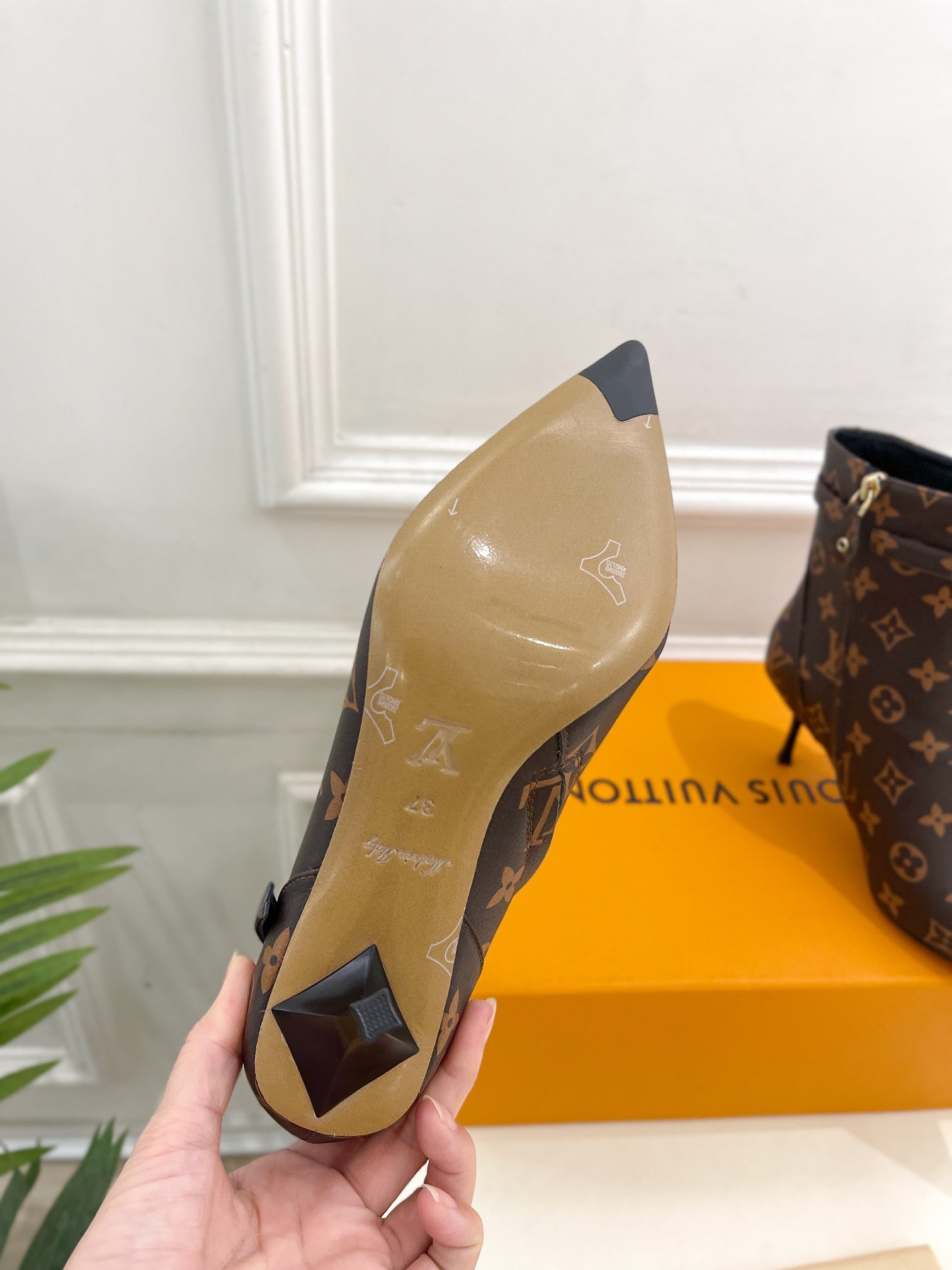 LV Stellar Ankle Boot 70mm Dark Brown Monogram Calfskin