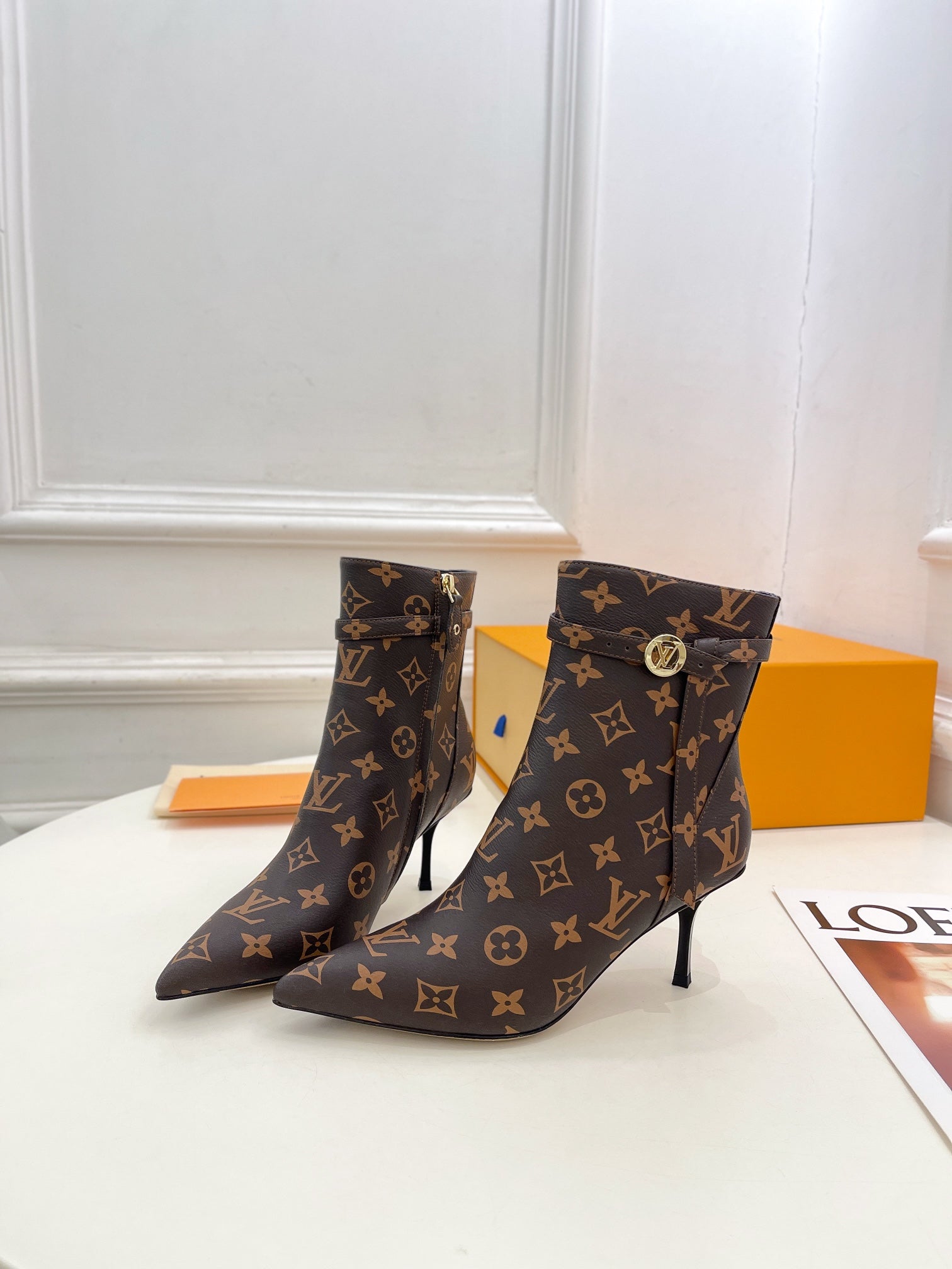 LV Stellar Ankle Boot 70mm Dark Brown Monogram Calfskin
