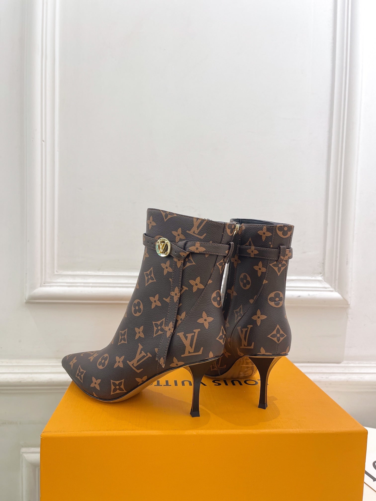 LV Stellar Ankle Boot 70mm Dark Brown Monogram Calfskin