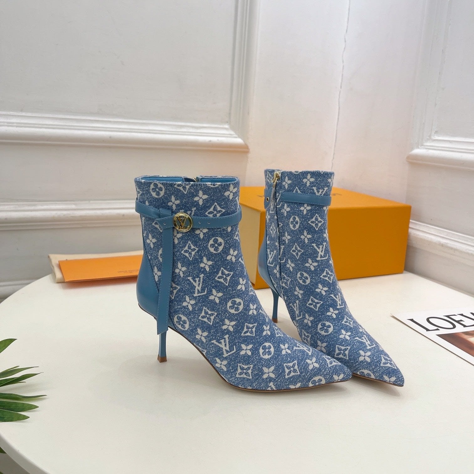 LV Stellar Ankle Boot 70mm Light Blue Monogram Jacquard Fabric