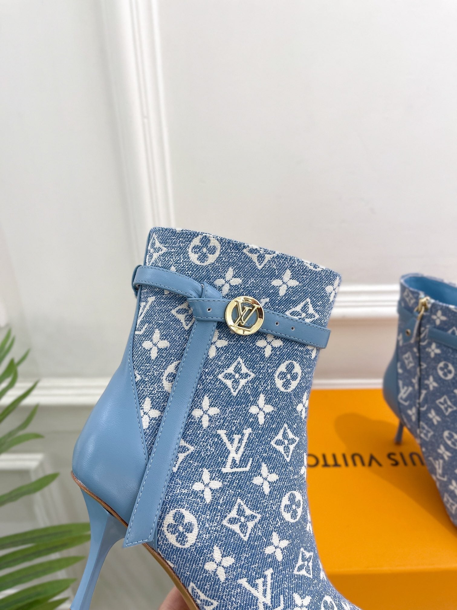 LV Stellar Ankle Boot 70mm Light Blue Monogram Jacquard Fabric