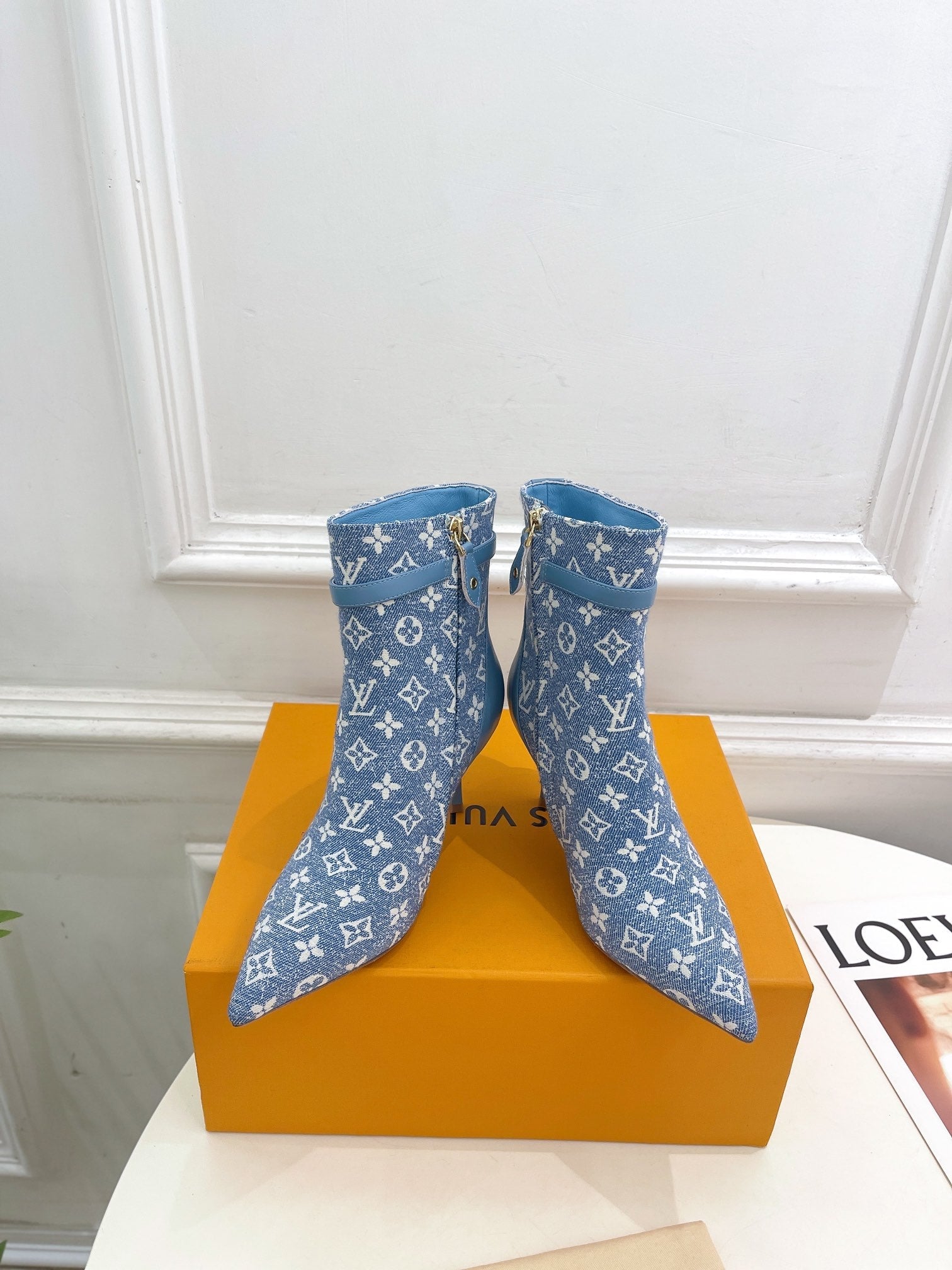 LV Stellar Ankle Boot 70mm Light Blue Monogram Jacquard Fabric