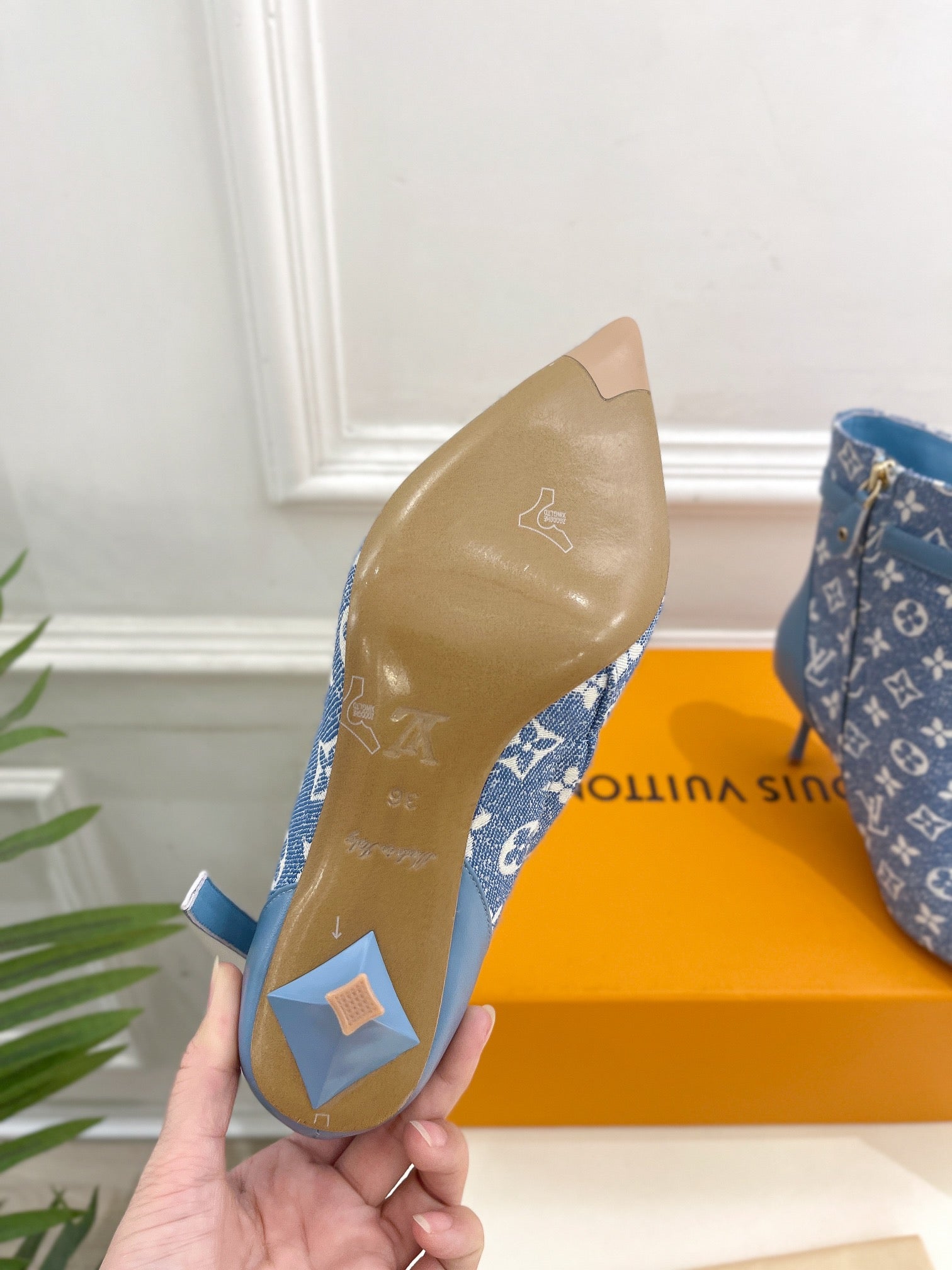 LV Stellar Ankle Boot 70mm Light Blue Monogram Jacquard Fabric