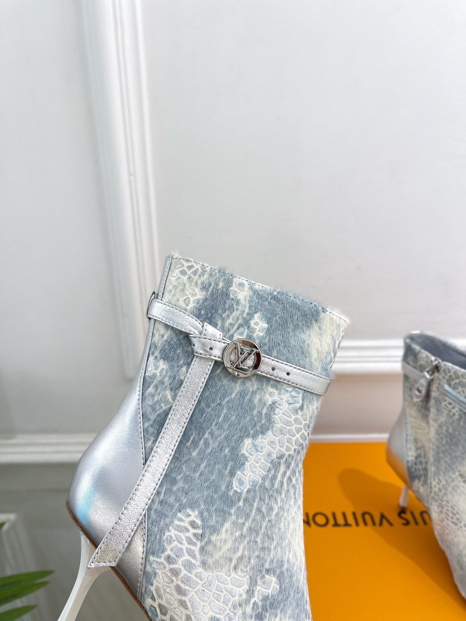 LV Stellar Ankle Boot 70mm White Mix Blue Calfskin