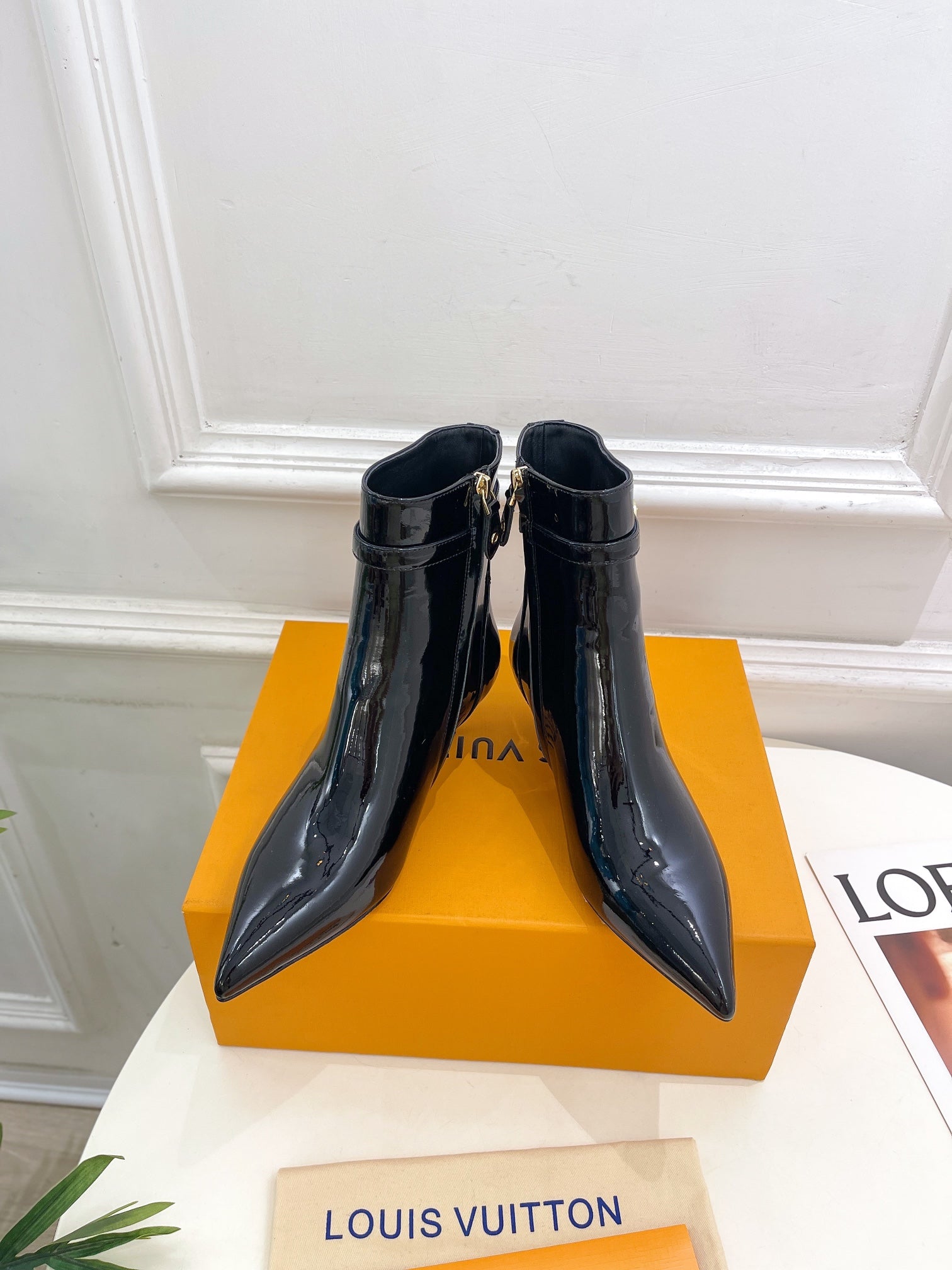 LV Stellar Ankle Boot 40mm Glossy Black Calfskin