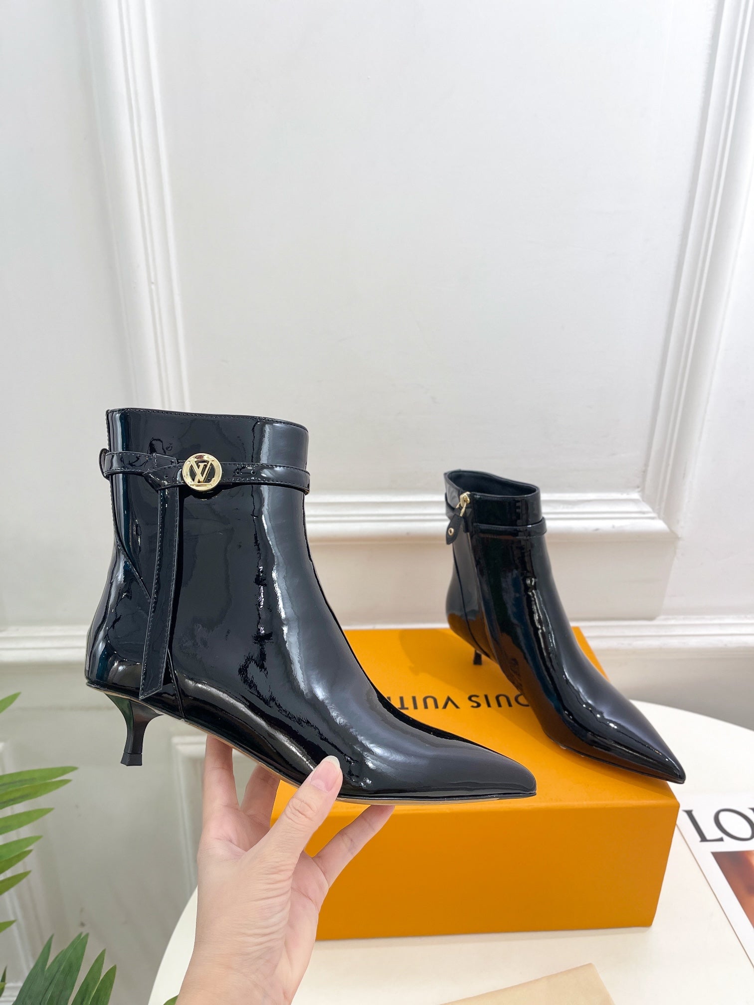 LV Stellar Ankle Boot 40mm Glossy Black Calfskin