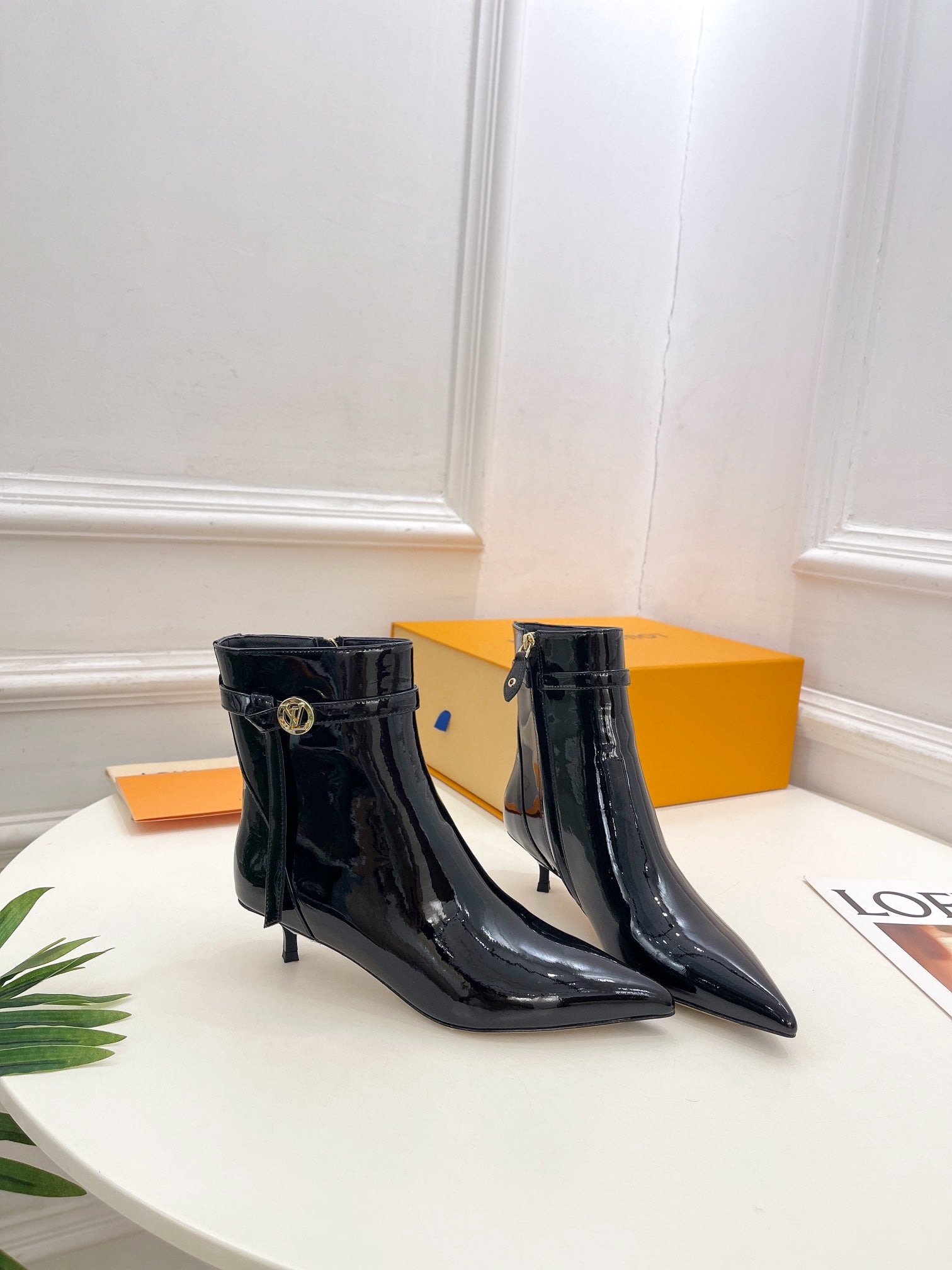 LV Stellar Ankle Boot 40mm Glossy Black Calfskin