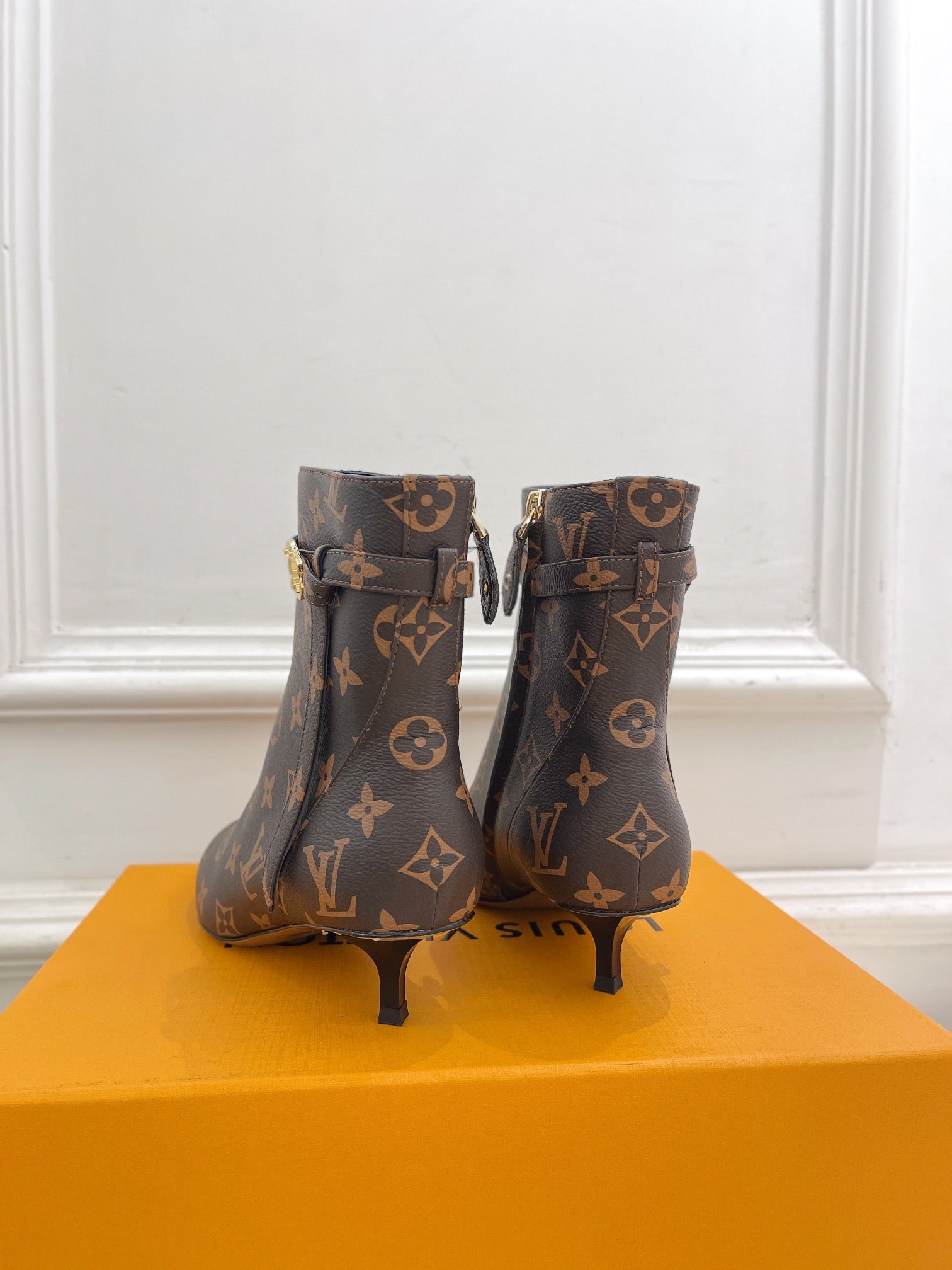 LV Stellar Ankle Boot 40mm Dark Brown Monogram Calfskin