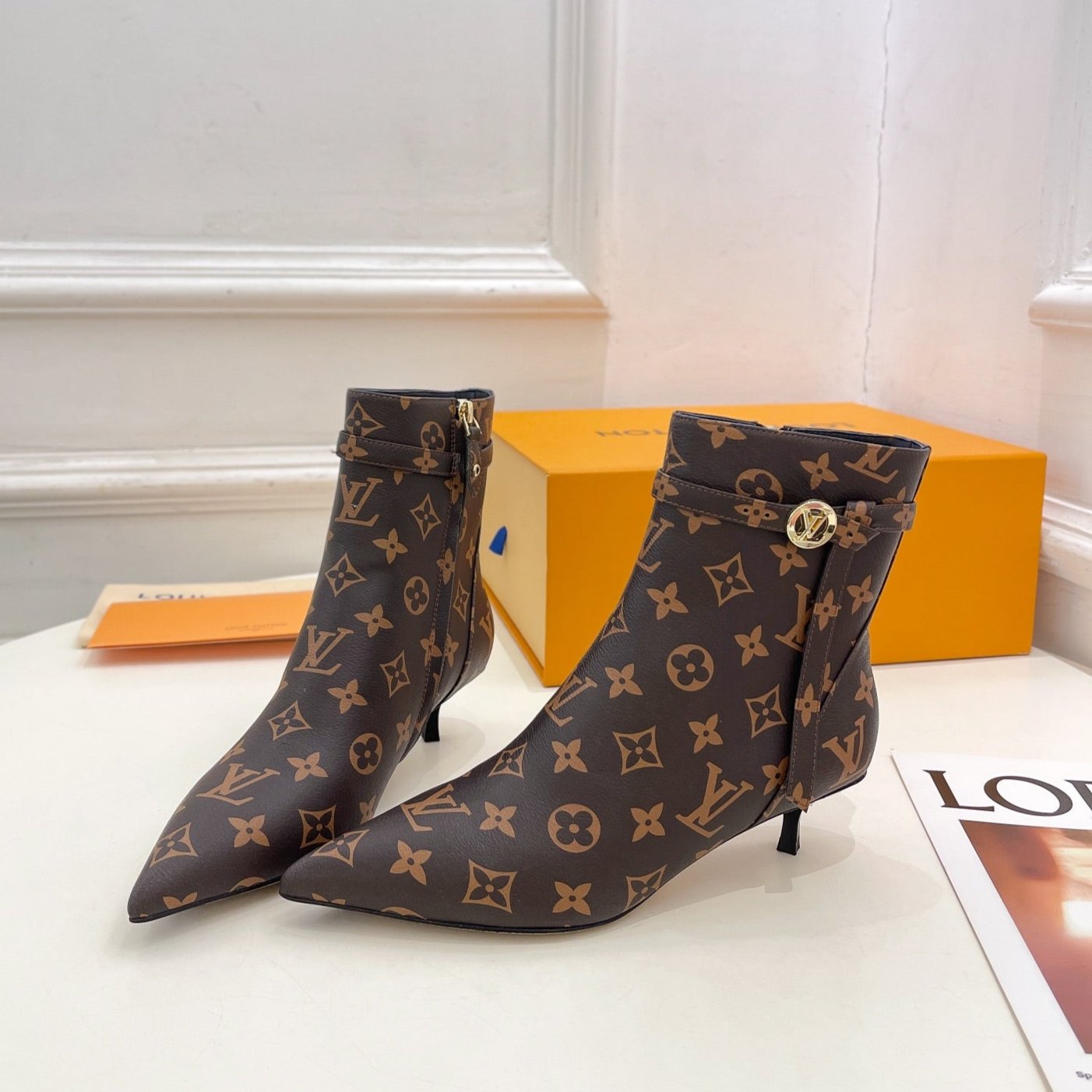 LV Stellar Ankle Boot 40mm Dark Brown Monogram Calfskin