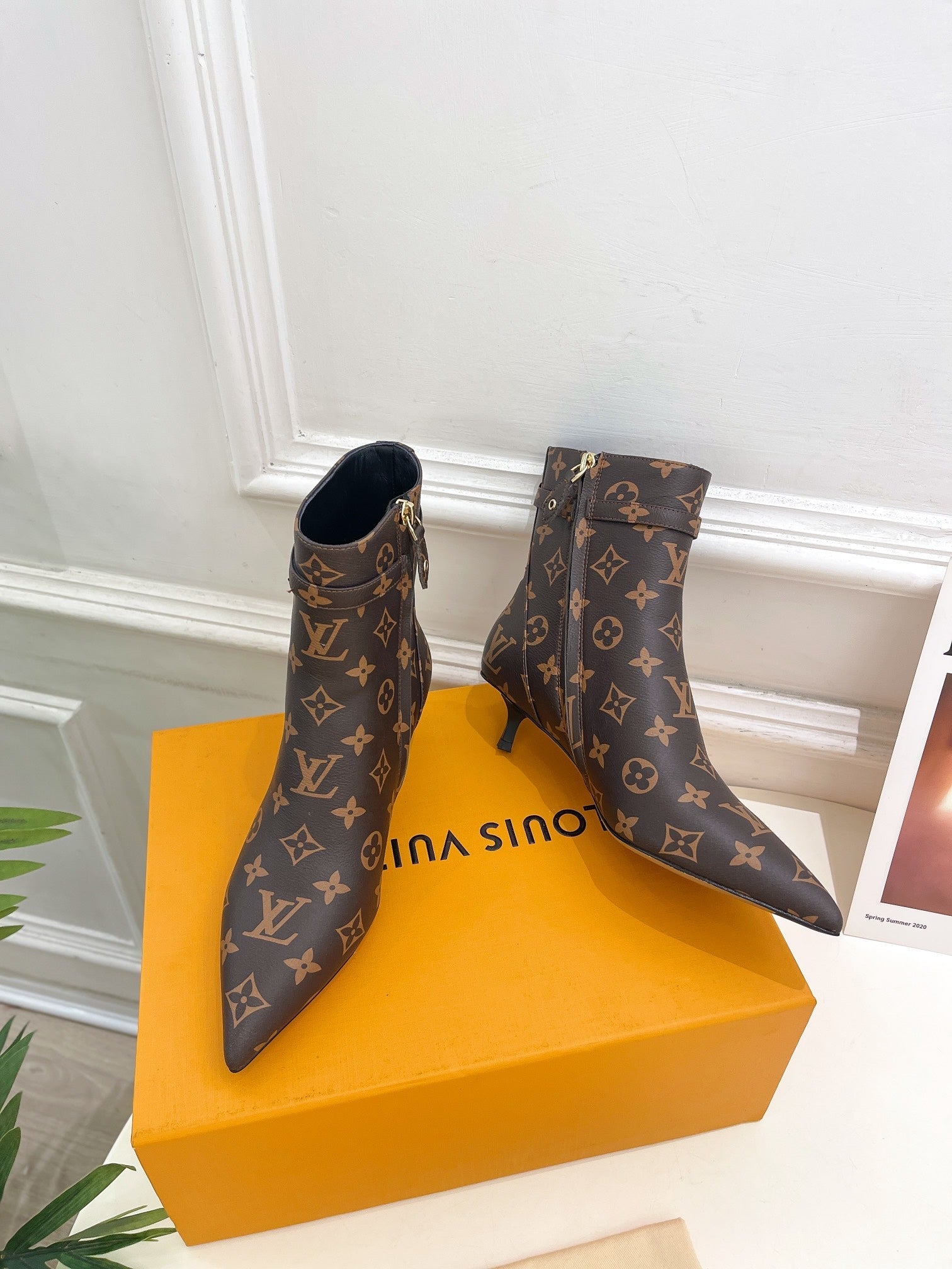 LV Stellar Ankle Boot 40mm Dark Brown Monogram Calfskin