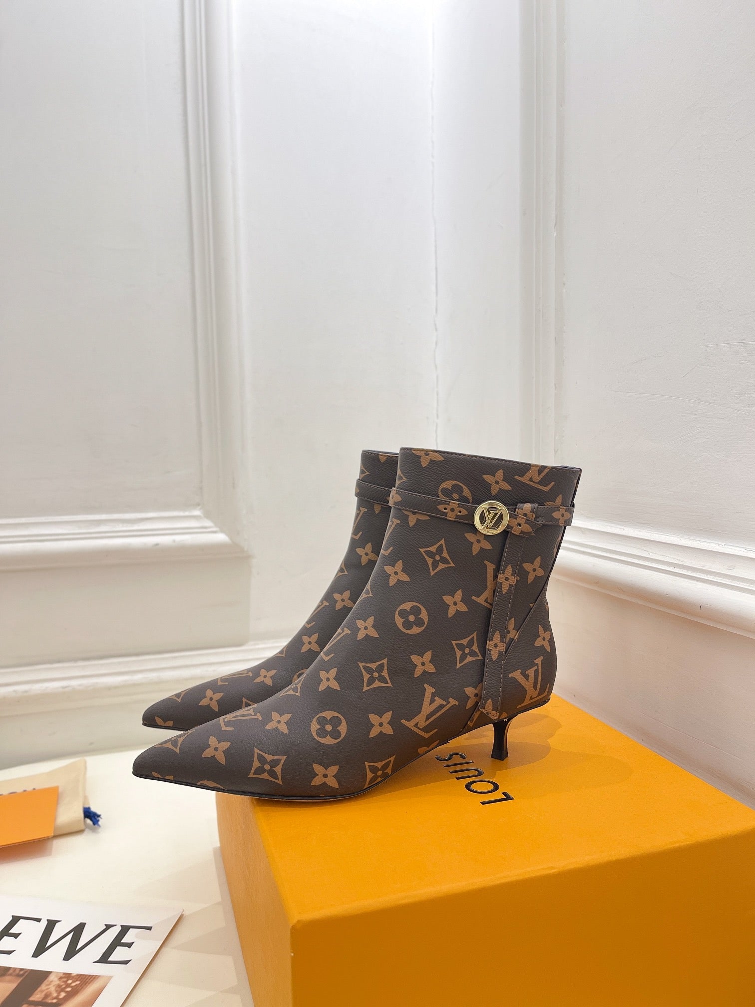 LV Stellar Ankle Boot 40mm Dark Brown Monogram Calfskin