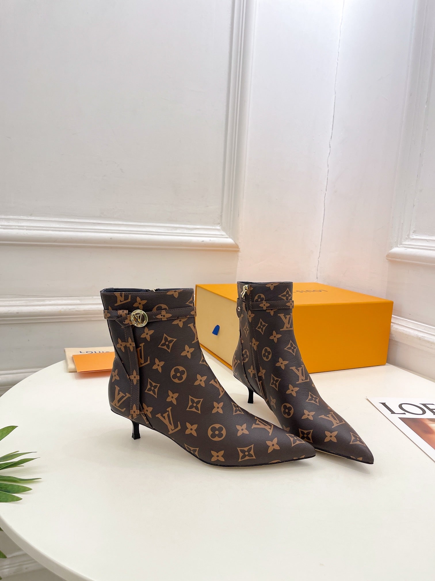 LV Stellar Ankle Boot 40mm Dark Brown Monogram Calfskin