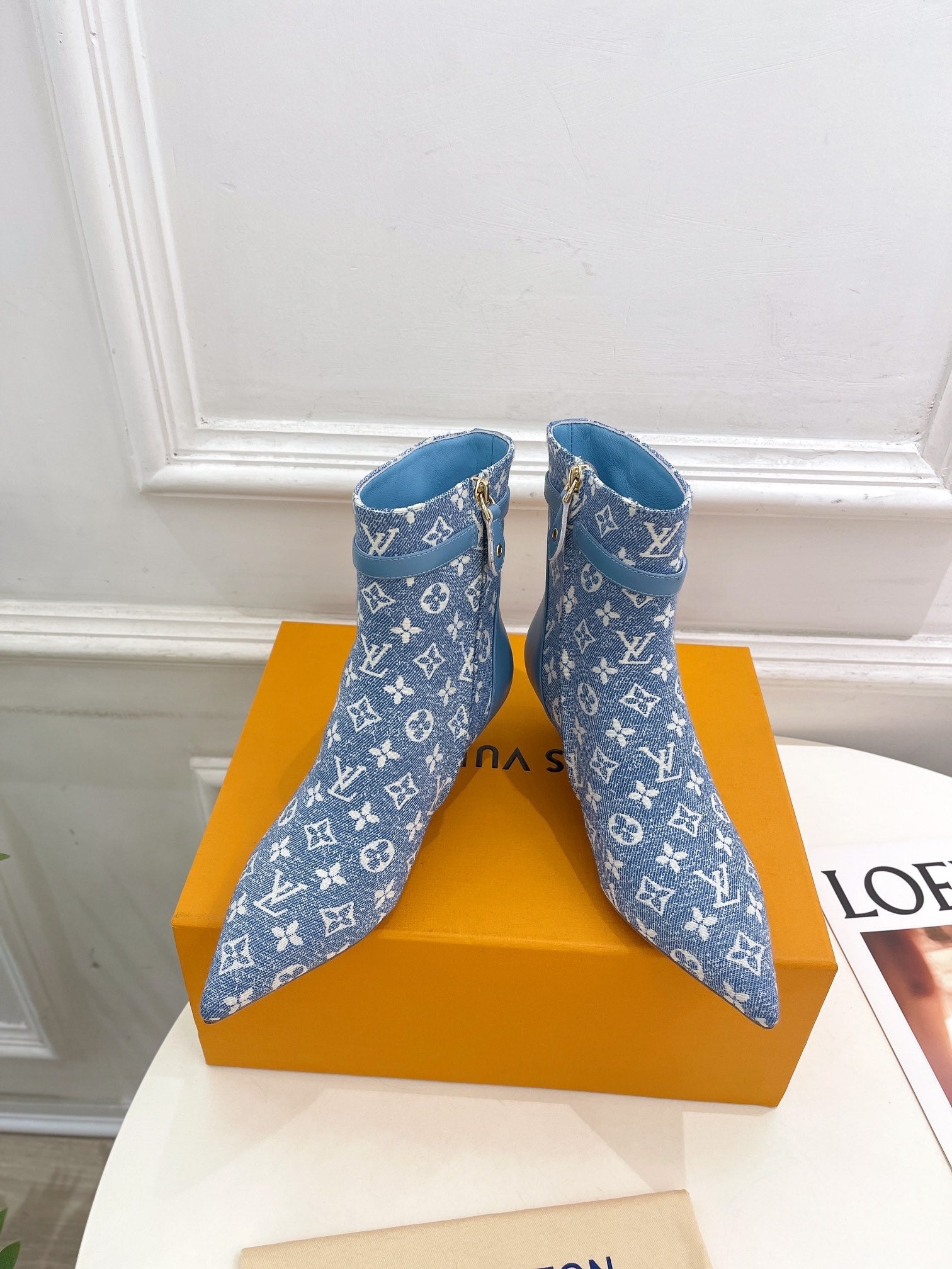LV Stellar Ankle Boot 40mm Light Blue Monogram Jacquard Fabric