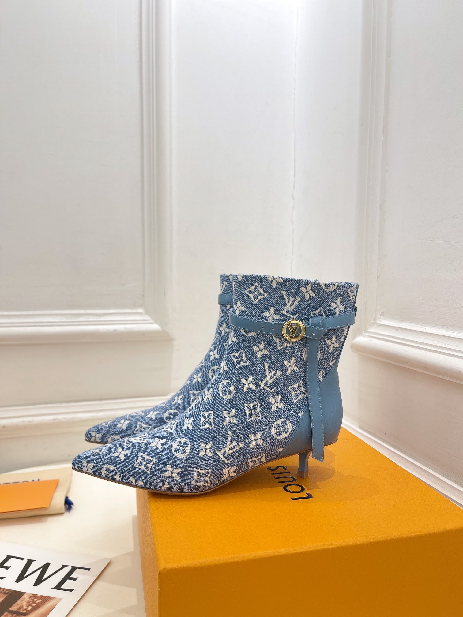 LV Stellar Ankle Boot 40mm Light Blue Monogram Jacquard Fabric