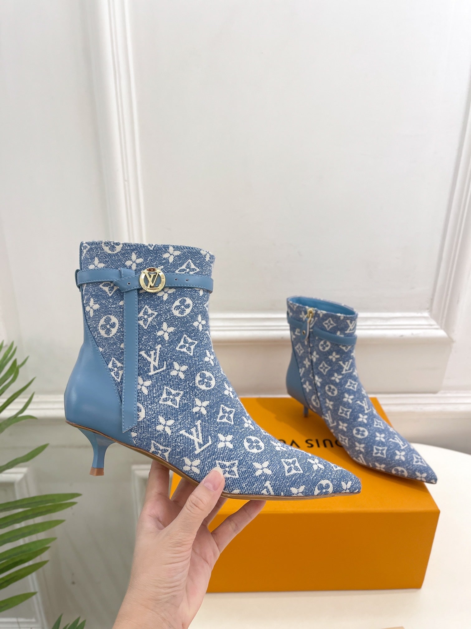 LV Stellar Ankle Boot 40mm Light Blue Monogram Jacquard Fabric