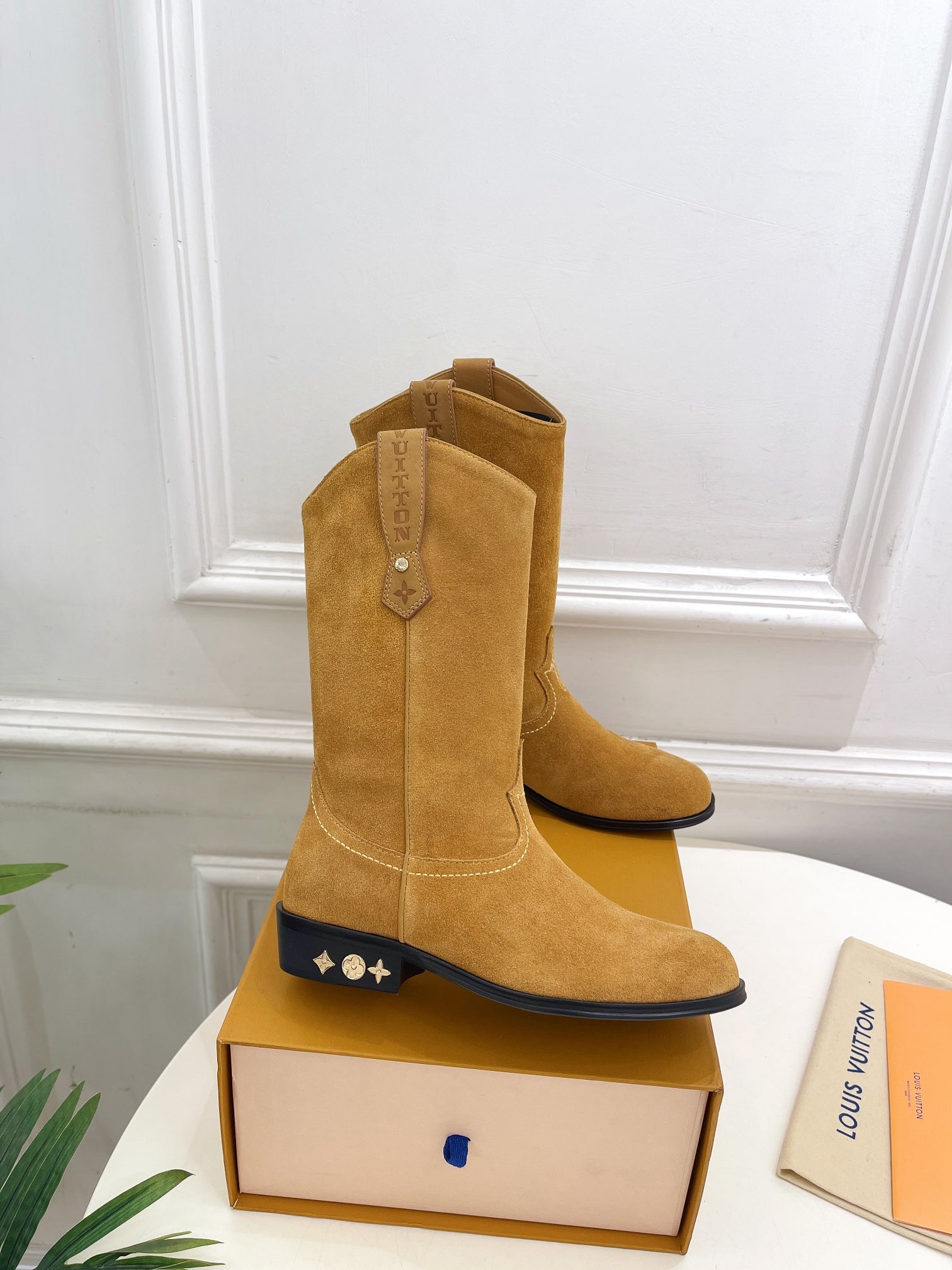 LV Rider Boot 30mm Brown Yellow Suede