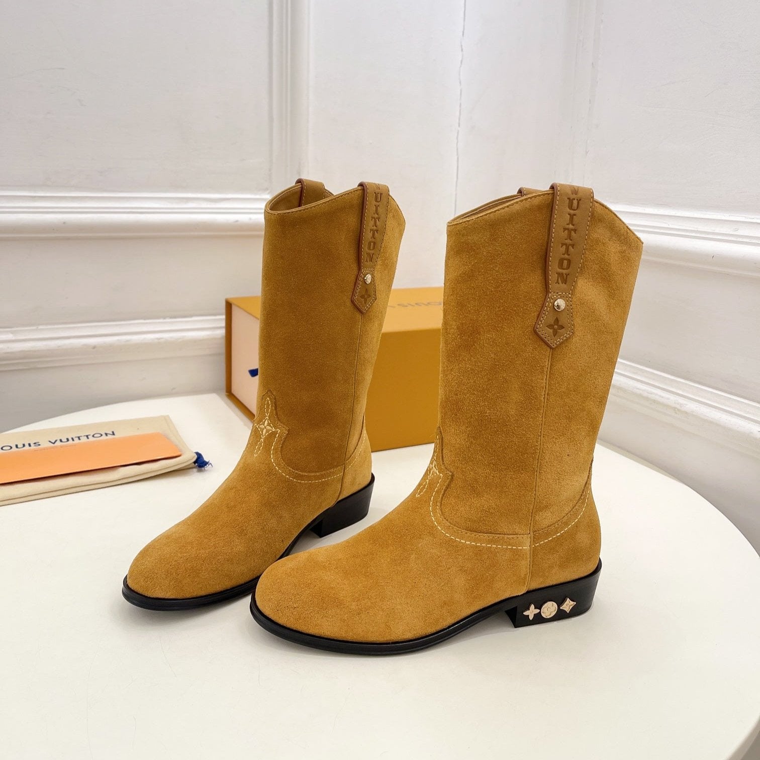LV Rider Boot 30mm Brown Yellow Suede