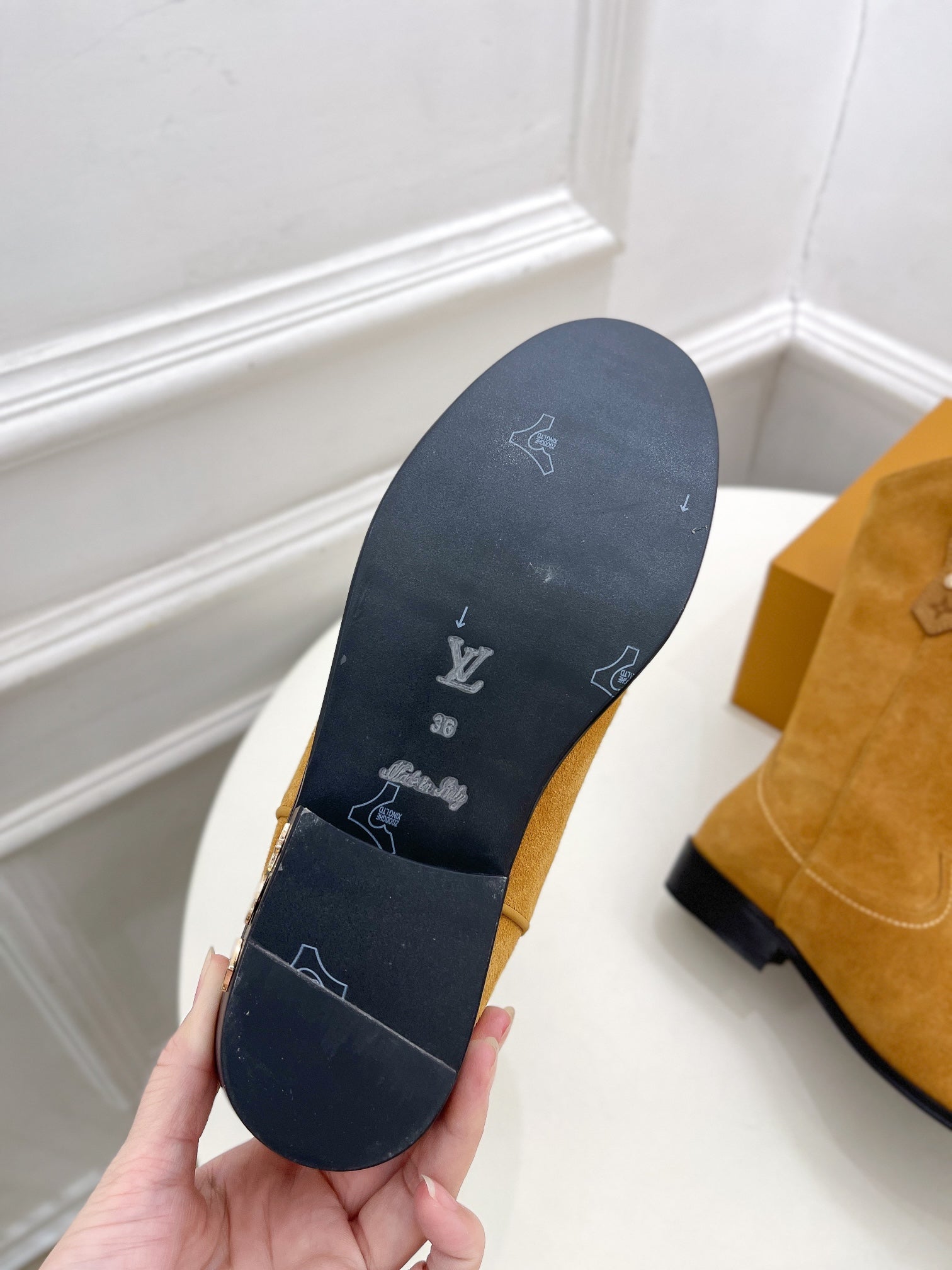 LV Rider Boot 30mm Brown Yellow Suede