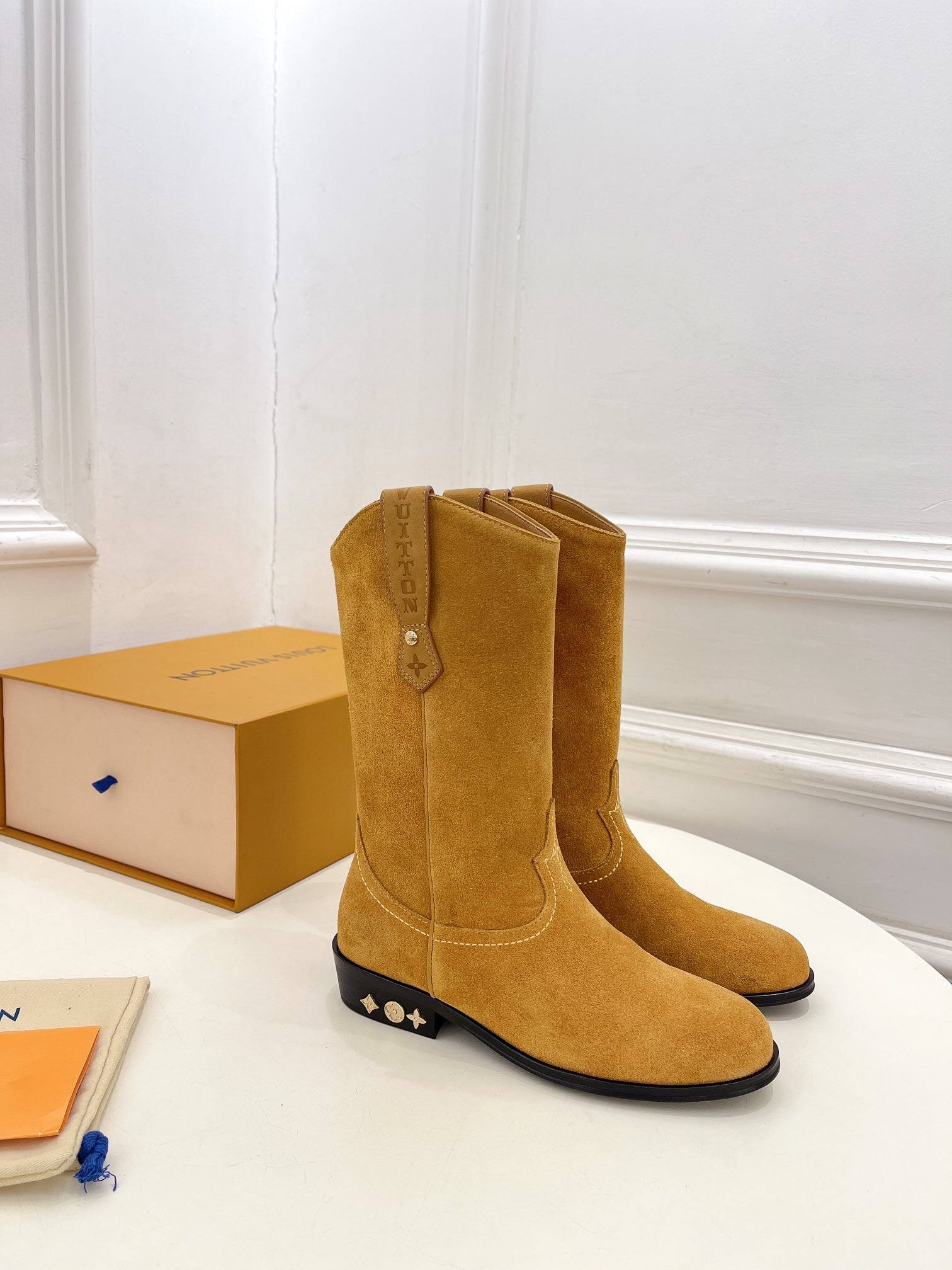 LV Rider Boot 30mm Brown Yellow Suede