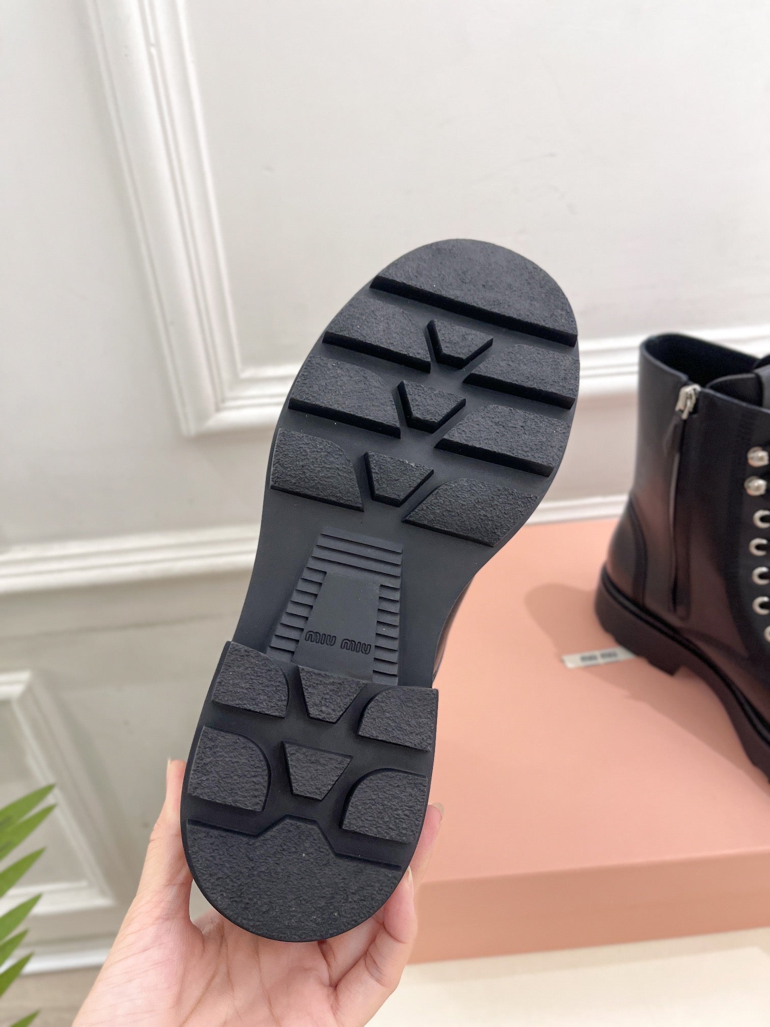 Miu Laced Booties Black Calfskin