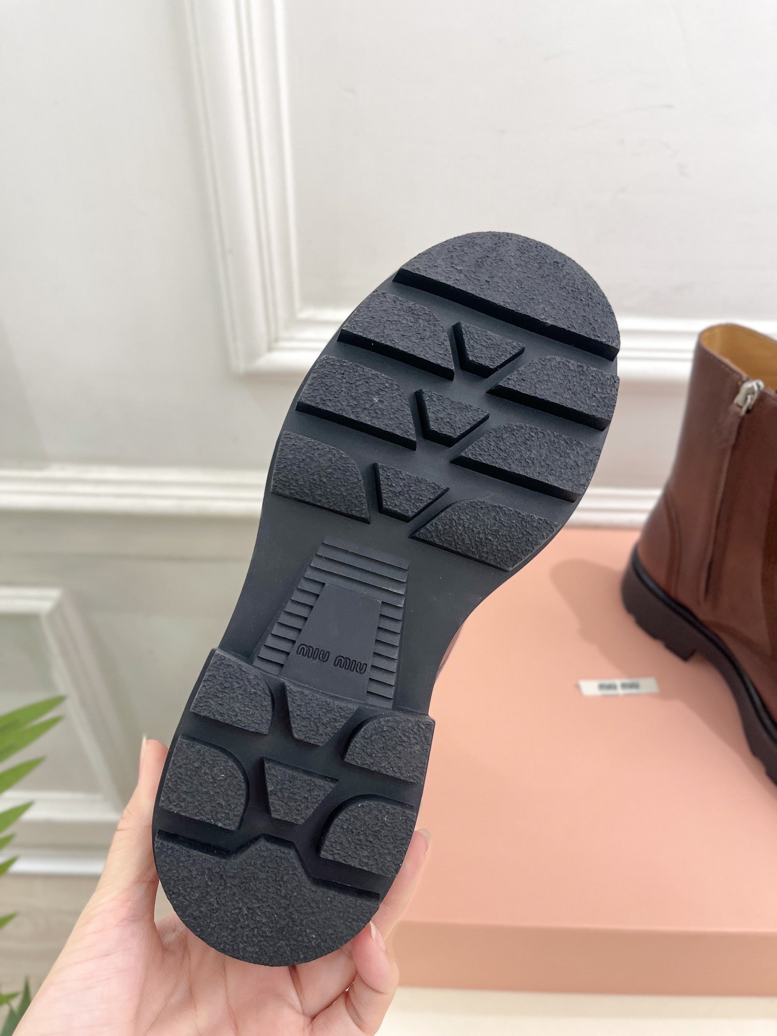 Miu Laced Booties Brown Chocolate Calfskin