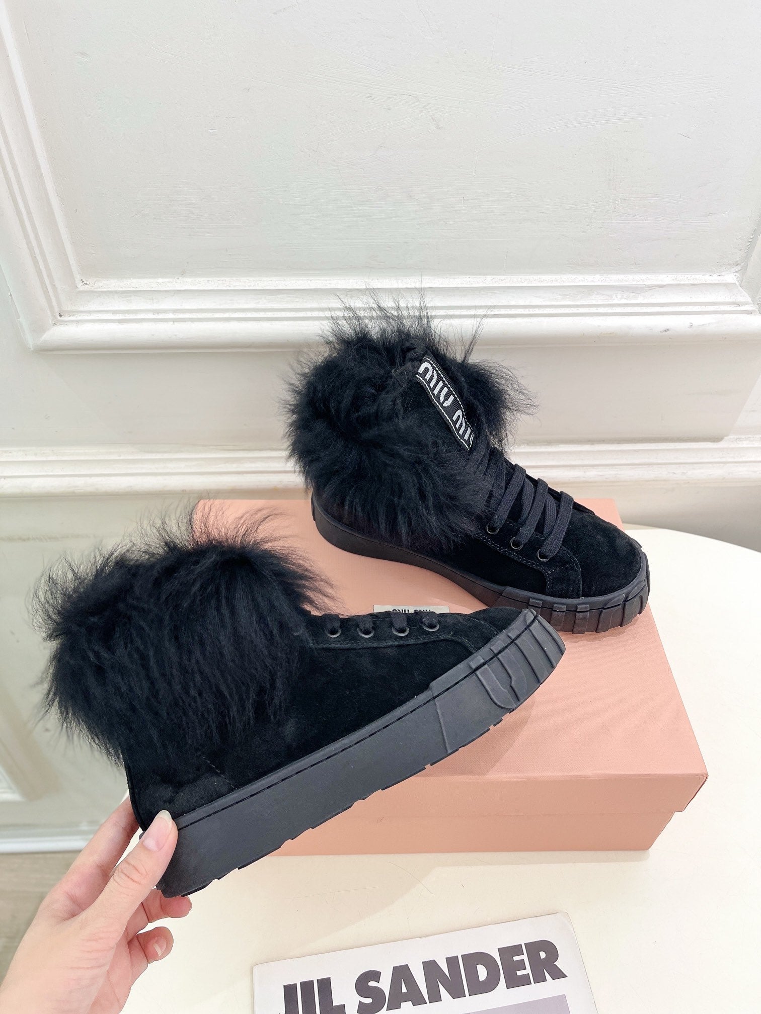 Miu Ankle Boots Black Wool