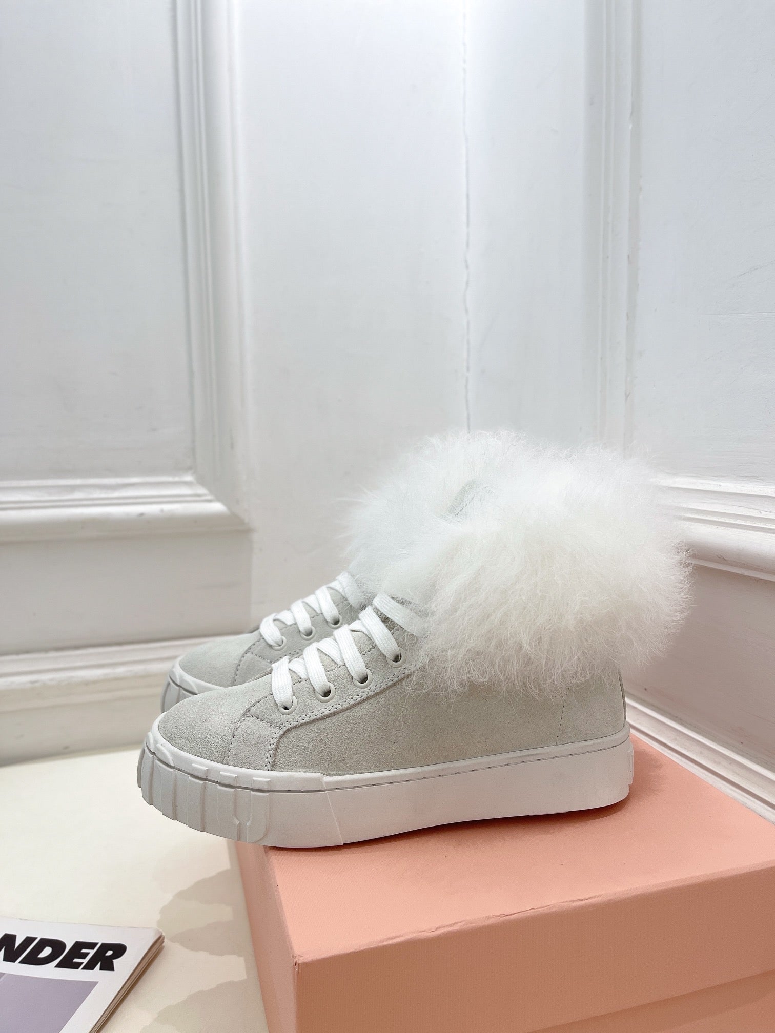 Miu Ankle Boots Smoke Gray Wool