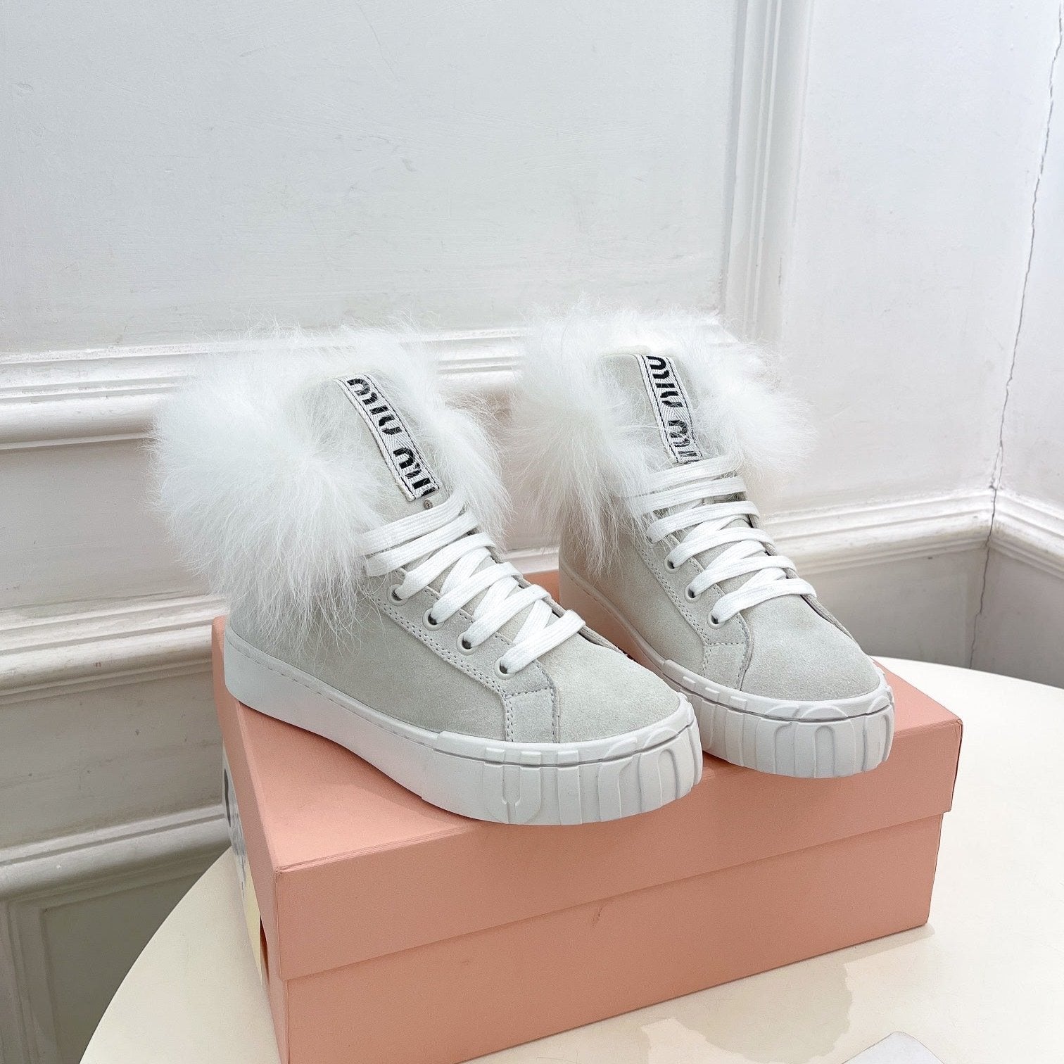 Miu Ankle Boots Smoke Gray Wool