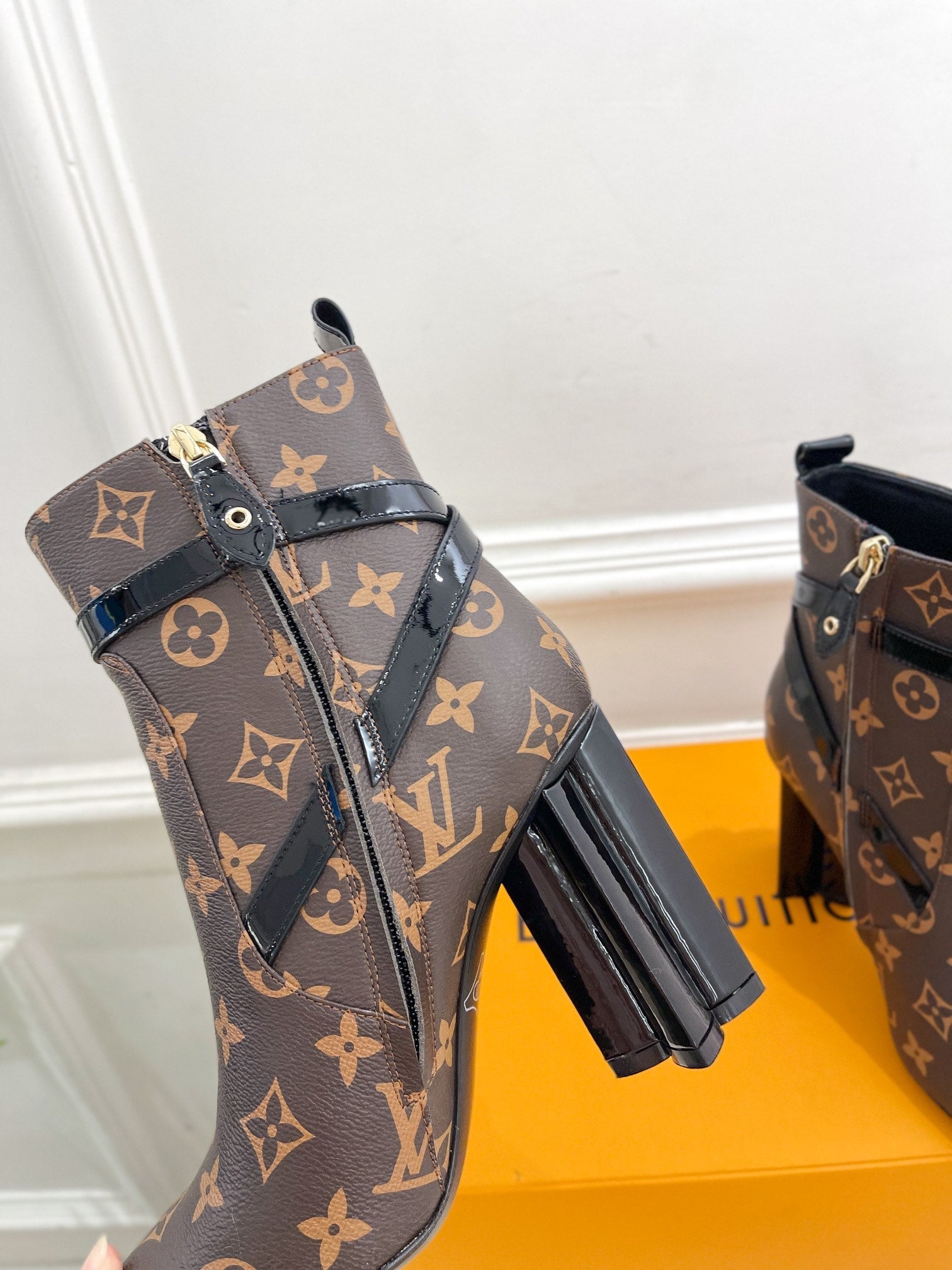 LV Silhouette Ankle Boots 100mm Dark Brown Monogram Calfskin