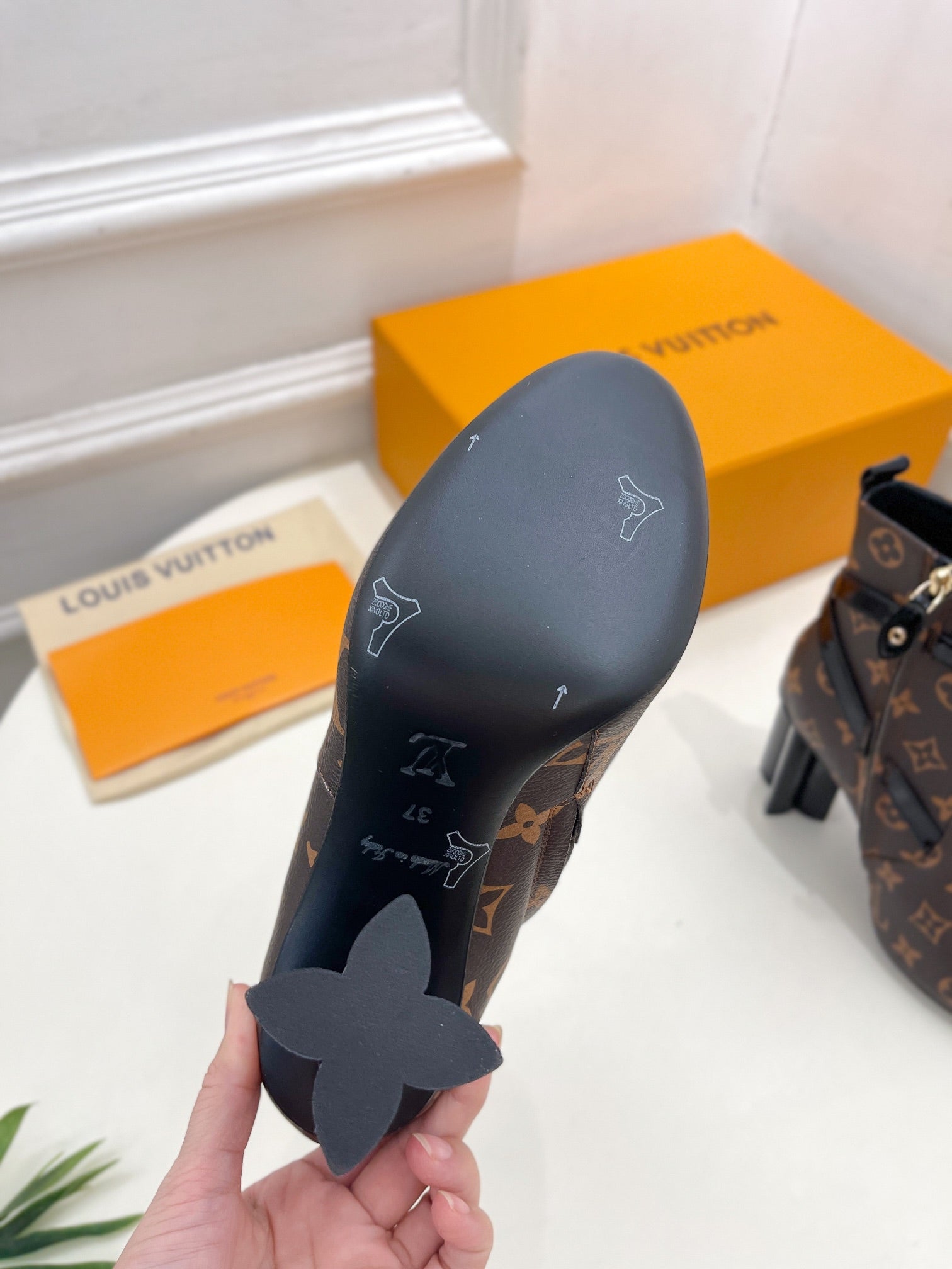 LV Silhouette Ankle Boots 100mm Dark Brown Monogram Calfskin