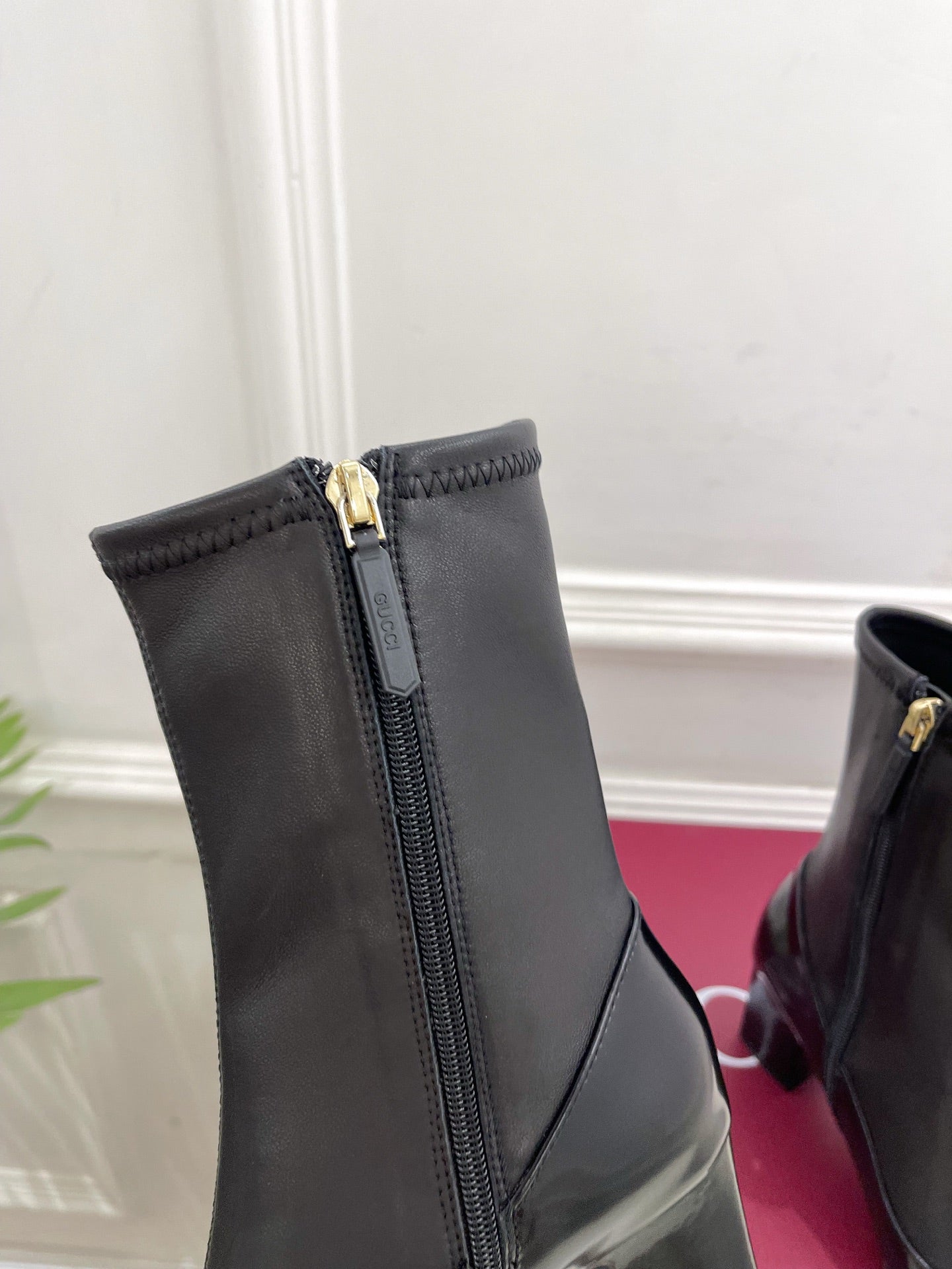 GG horsebit chunky heel ankle boots black calfskin 536057