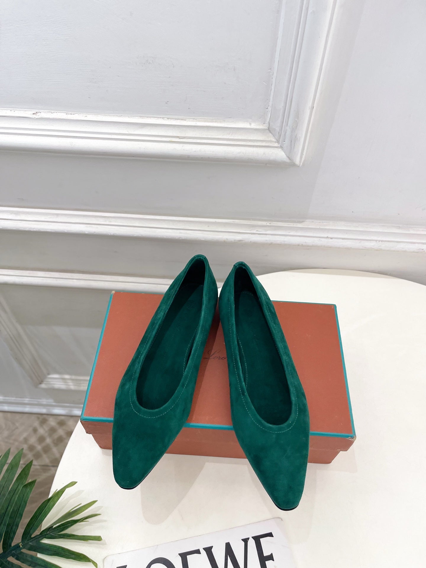 LP 26SS Ballet Flats Teal Green Suede 587578