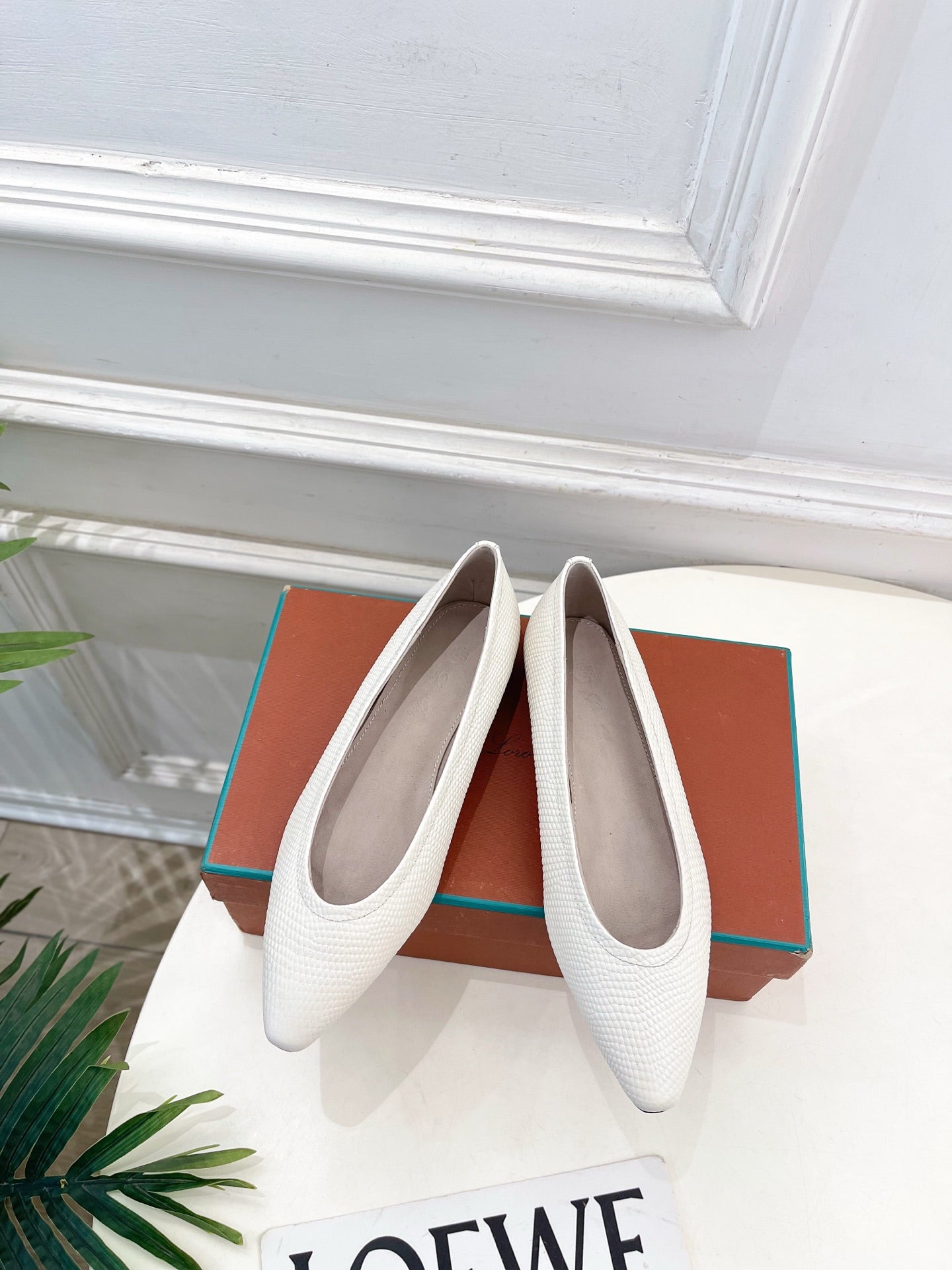 LP 26SS Ballet Flats White Snakeskin 587580